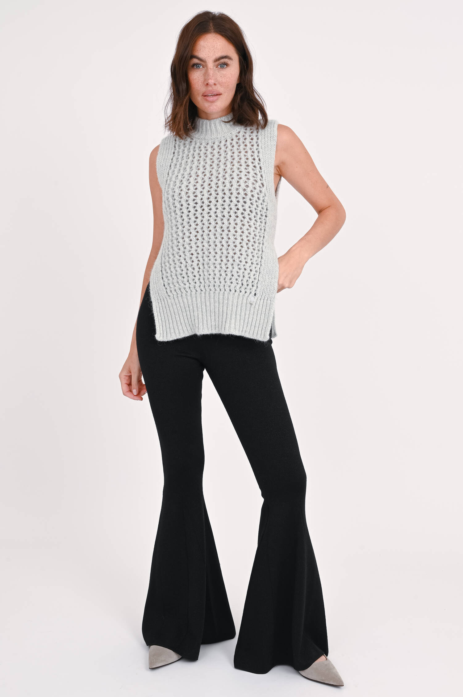 Strickhose mit Lurex in Schwarz