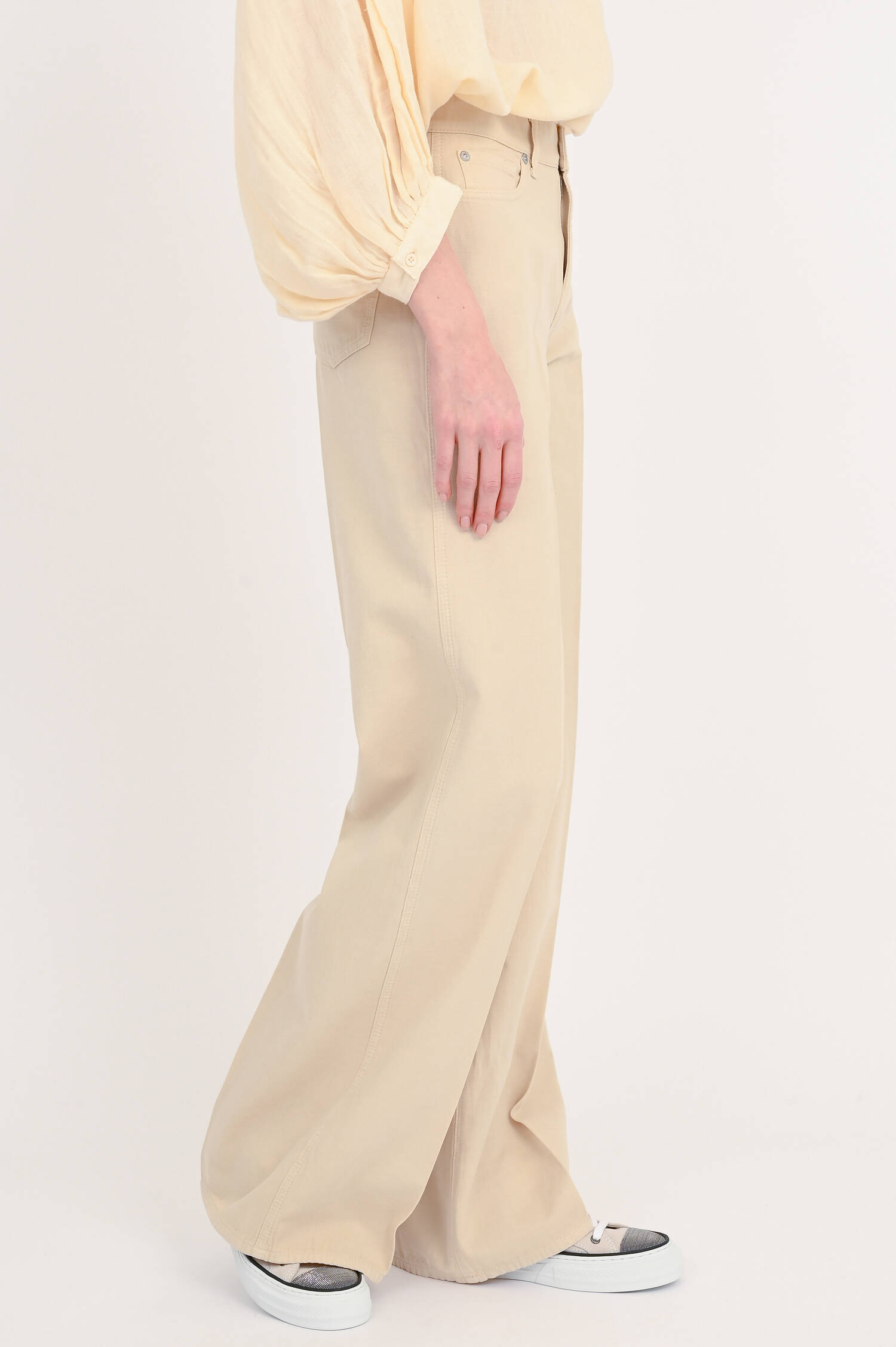 Jeans LOTTA aus Baumwoll-Leinen-Mix in Beige