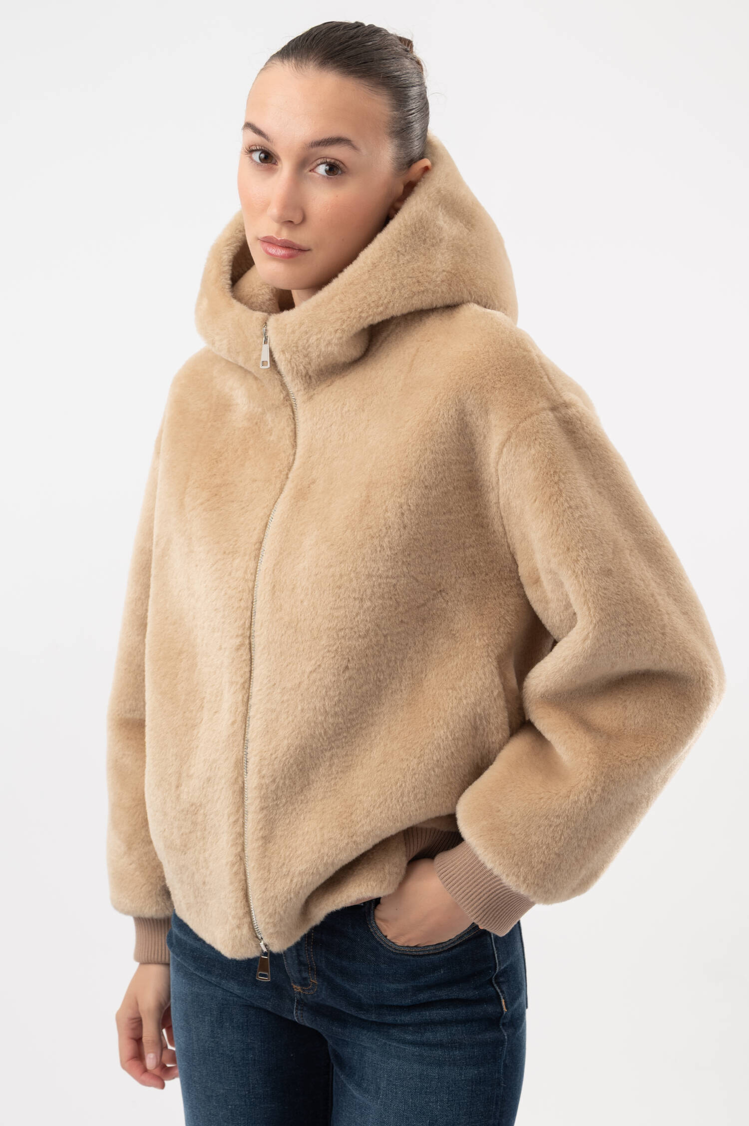 Faux-Shearling-Jacke SISSI in Beige