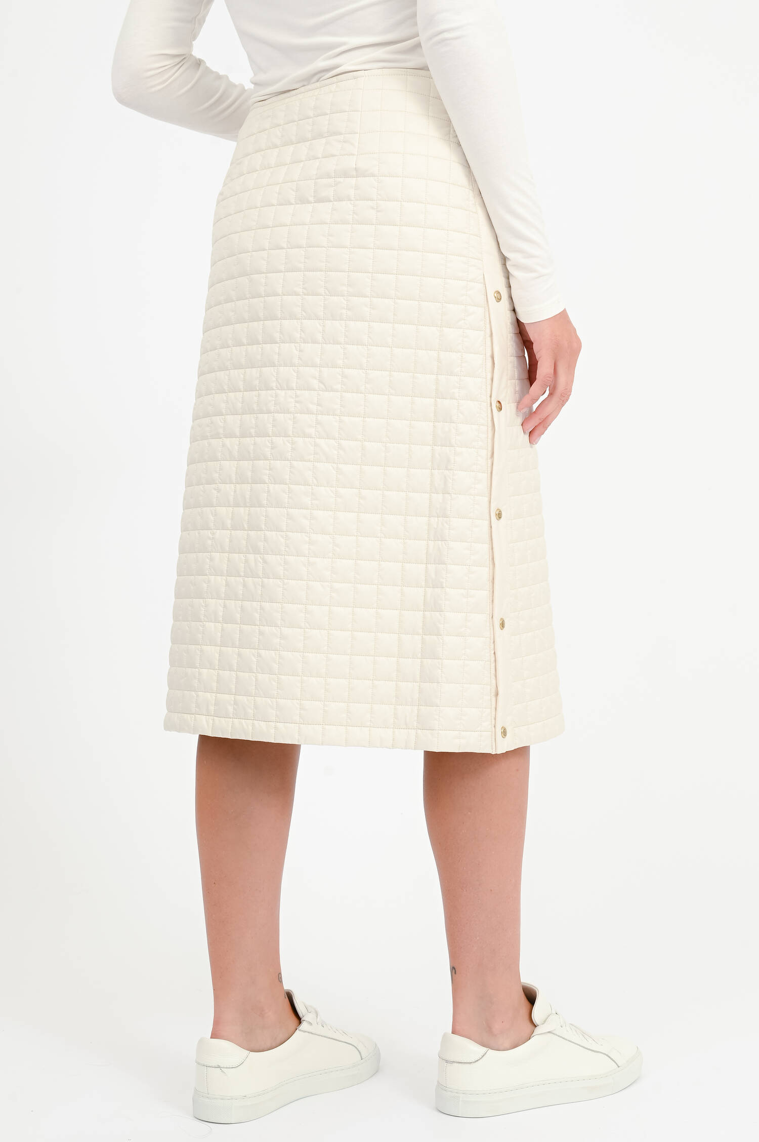 Gepolsterter Rock mit Karosteppung in Creme