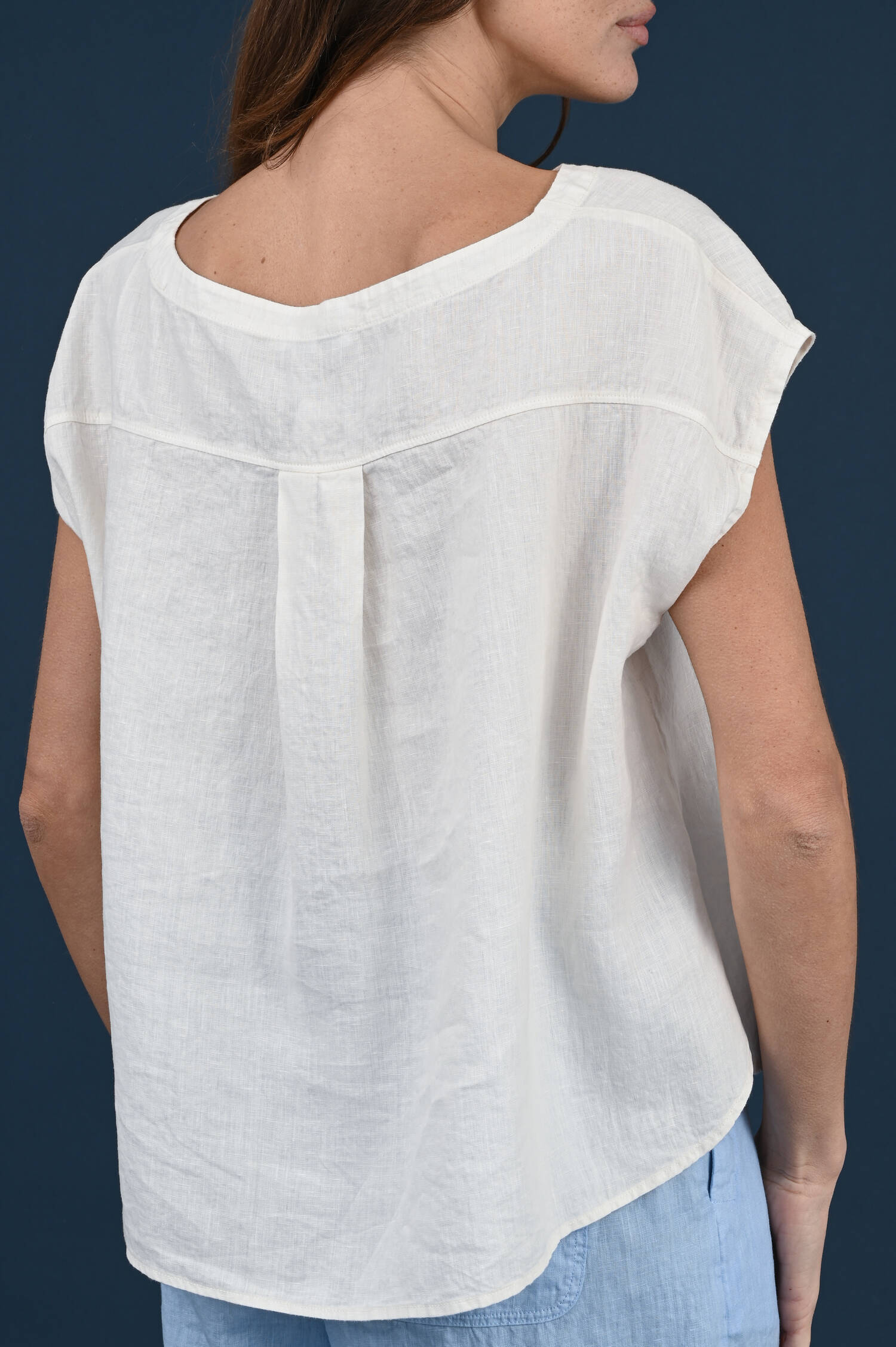 Boxy-Leinentop in Ivorybeige