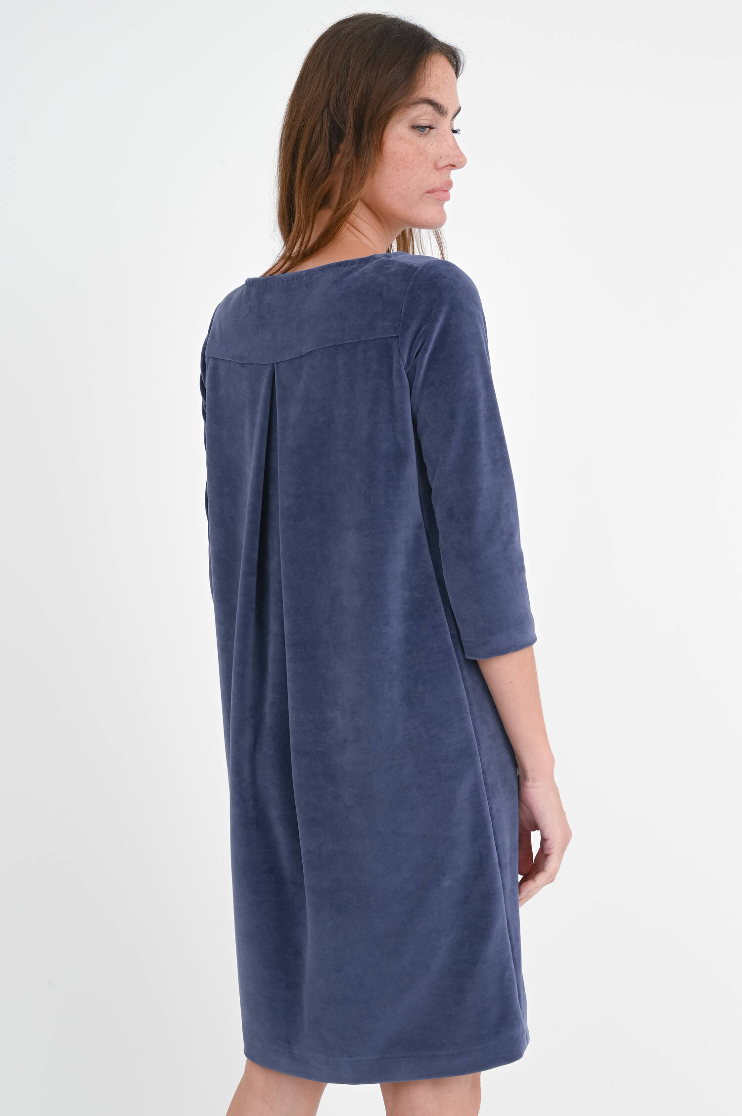 Samt-Kleid mit 3/4 Arm in Sapphire