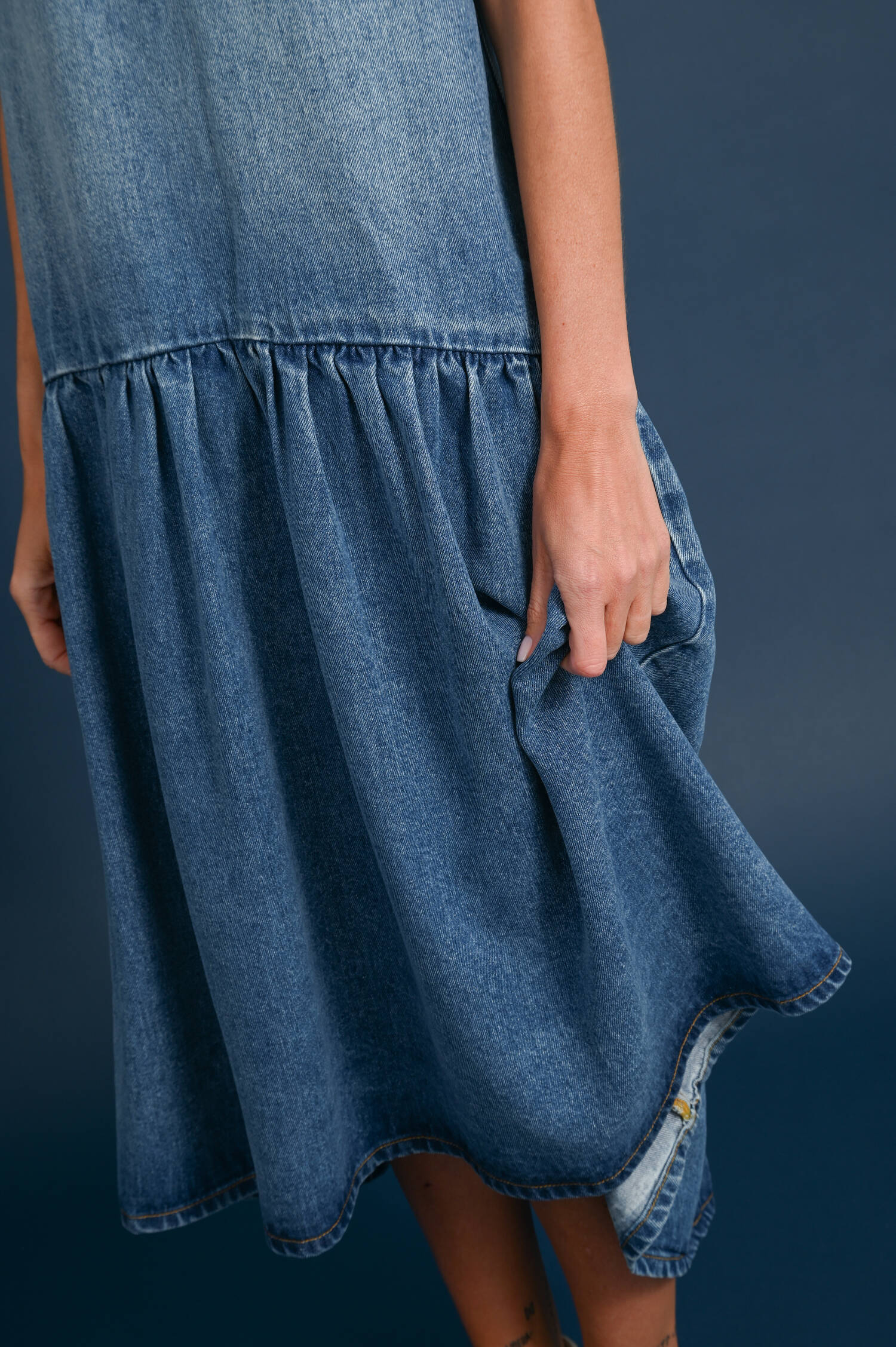 Denim-Midi-Kleid in Vintage Blue
