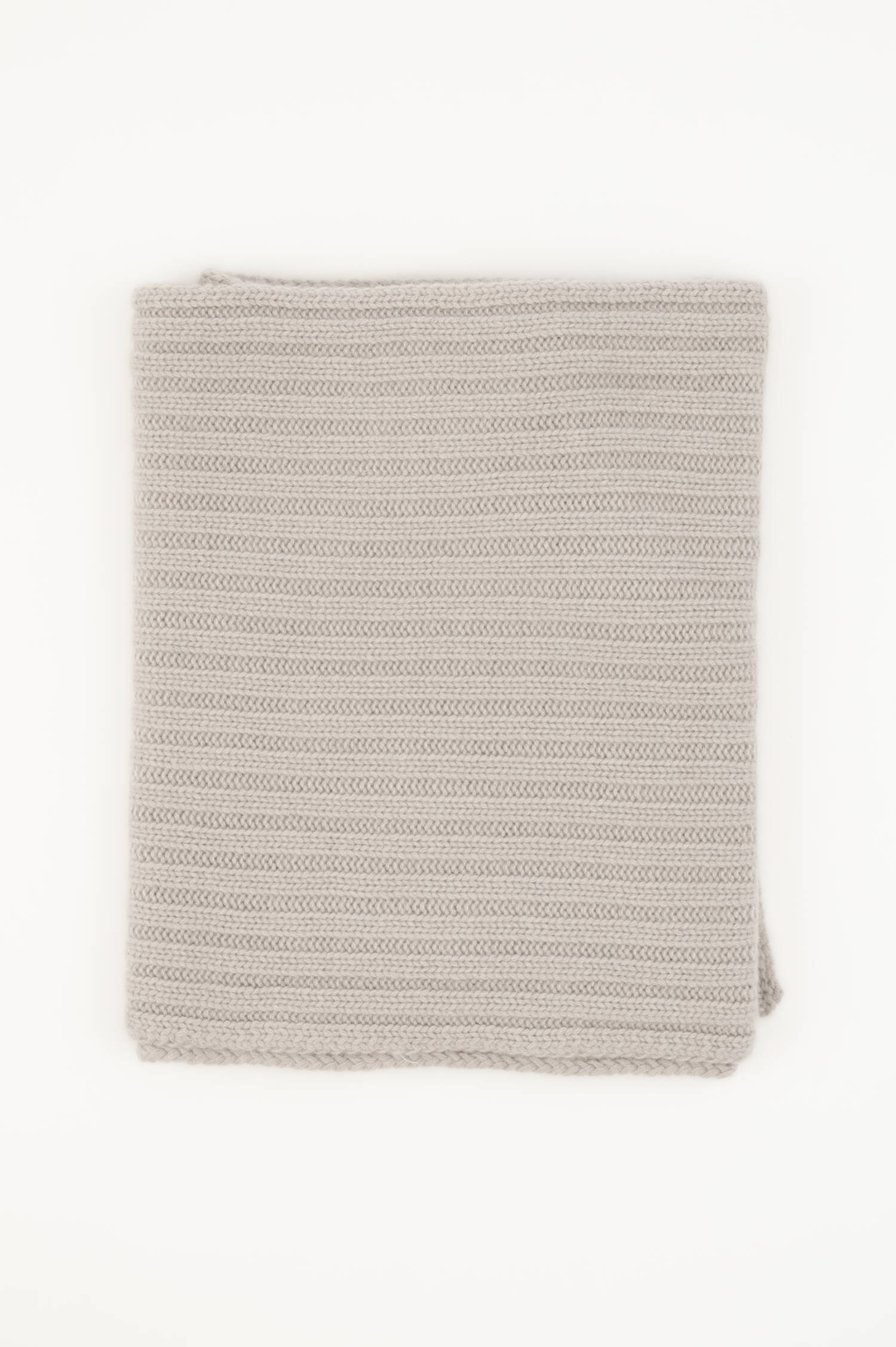Cashmere-Rippstrick-Schal in Hellgrau