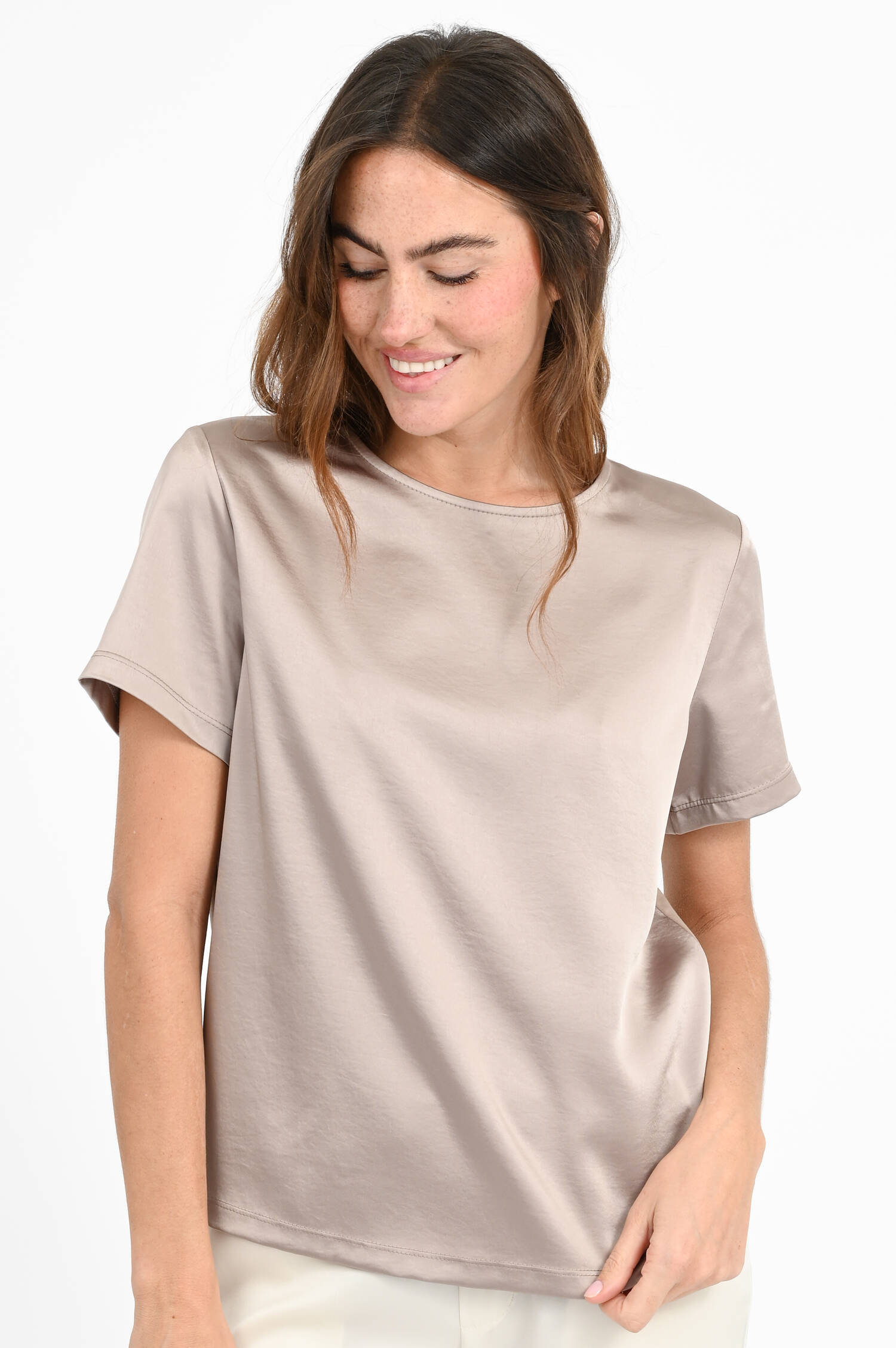 Shirt ZONA mit Satin-Optik in Rose