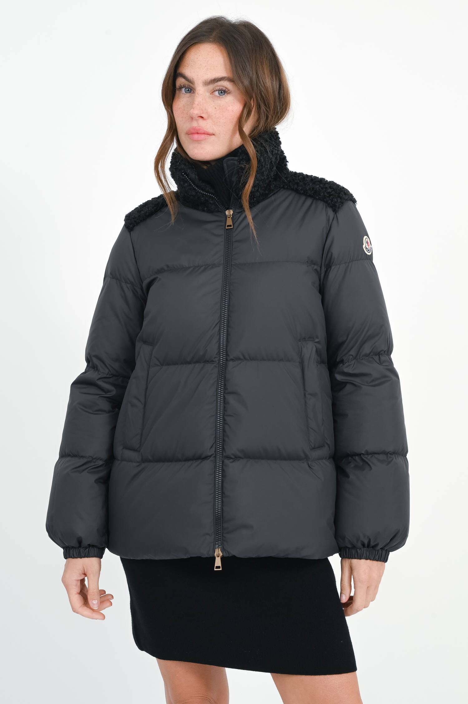 Daunenjacke ESNAIE mit Teddyfleece in Schwarz