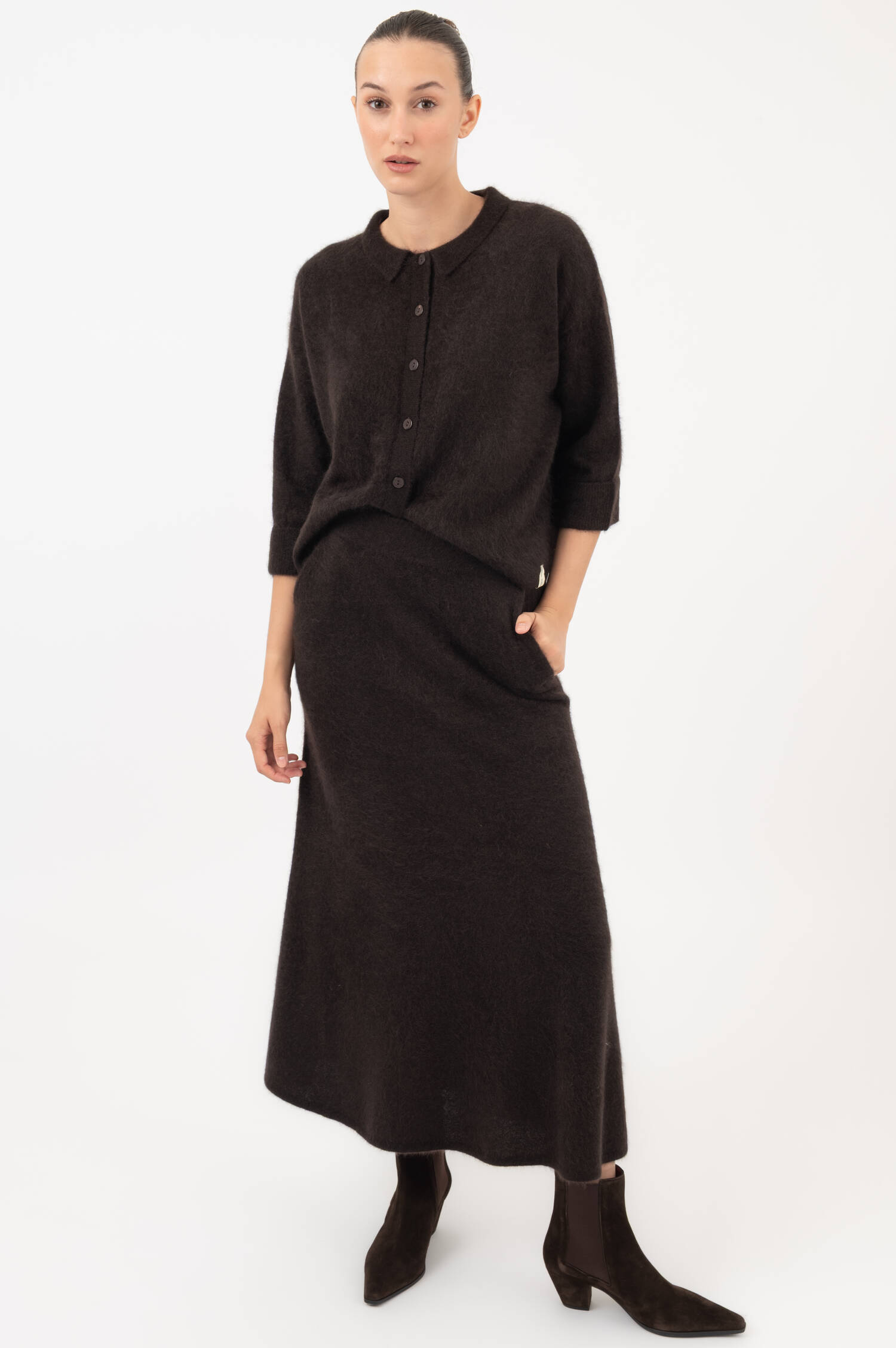 Cashmere Maxi-Strickrock in Braun Cashmere Maxi-Strickrock in Braun