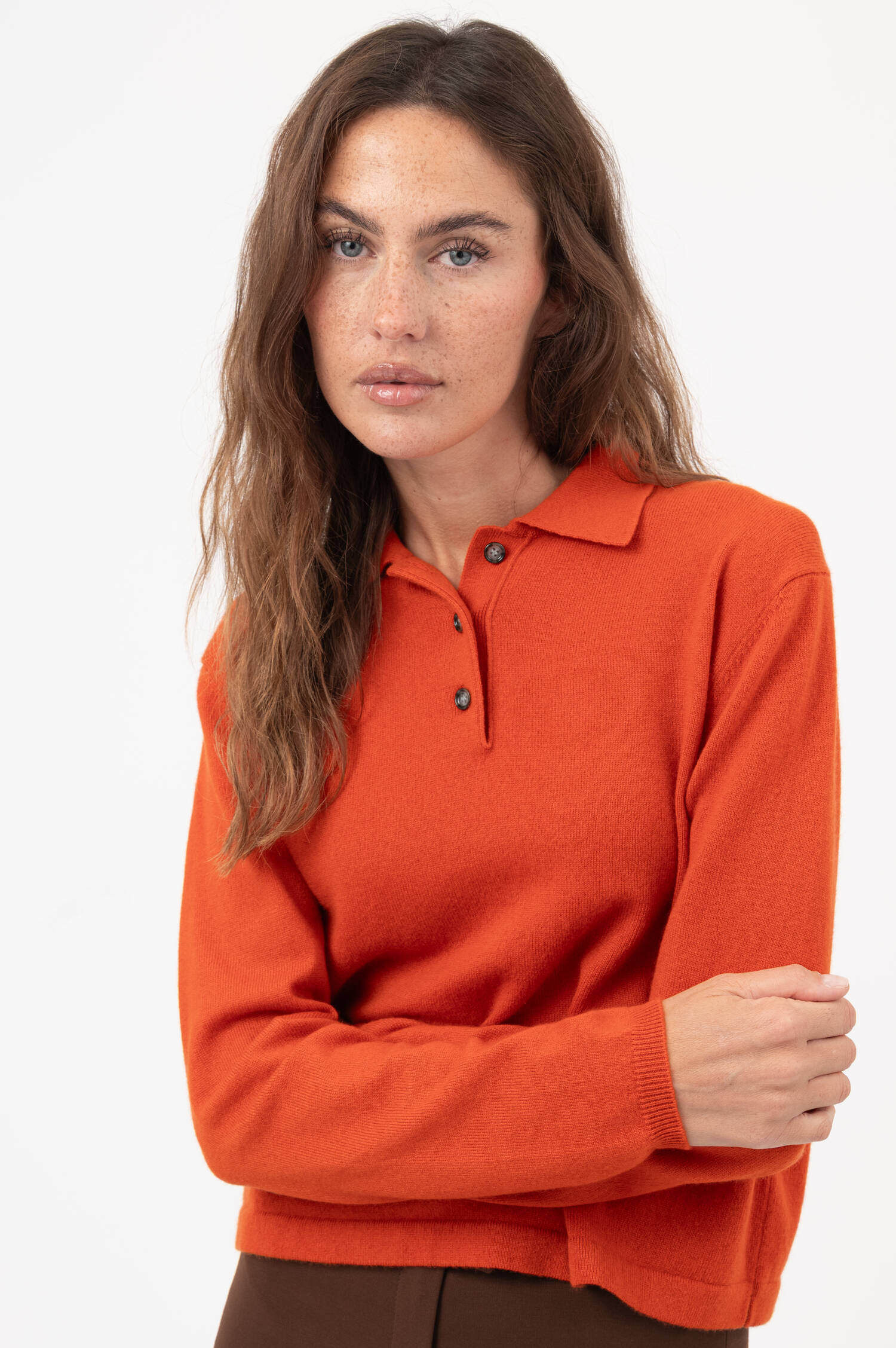Cashmere-Polo-Pullover in Orange Cashmere-Polo-Pullover in Orange