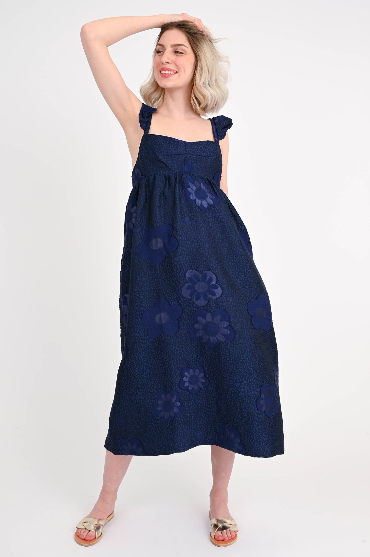 Jacquard-Kleid ANNALISE in Nachtblau