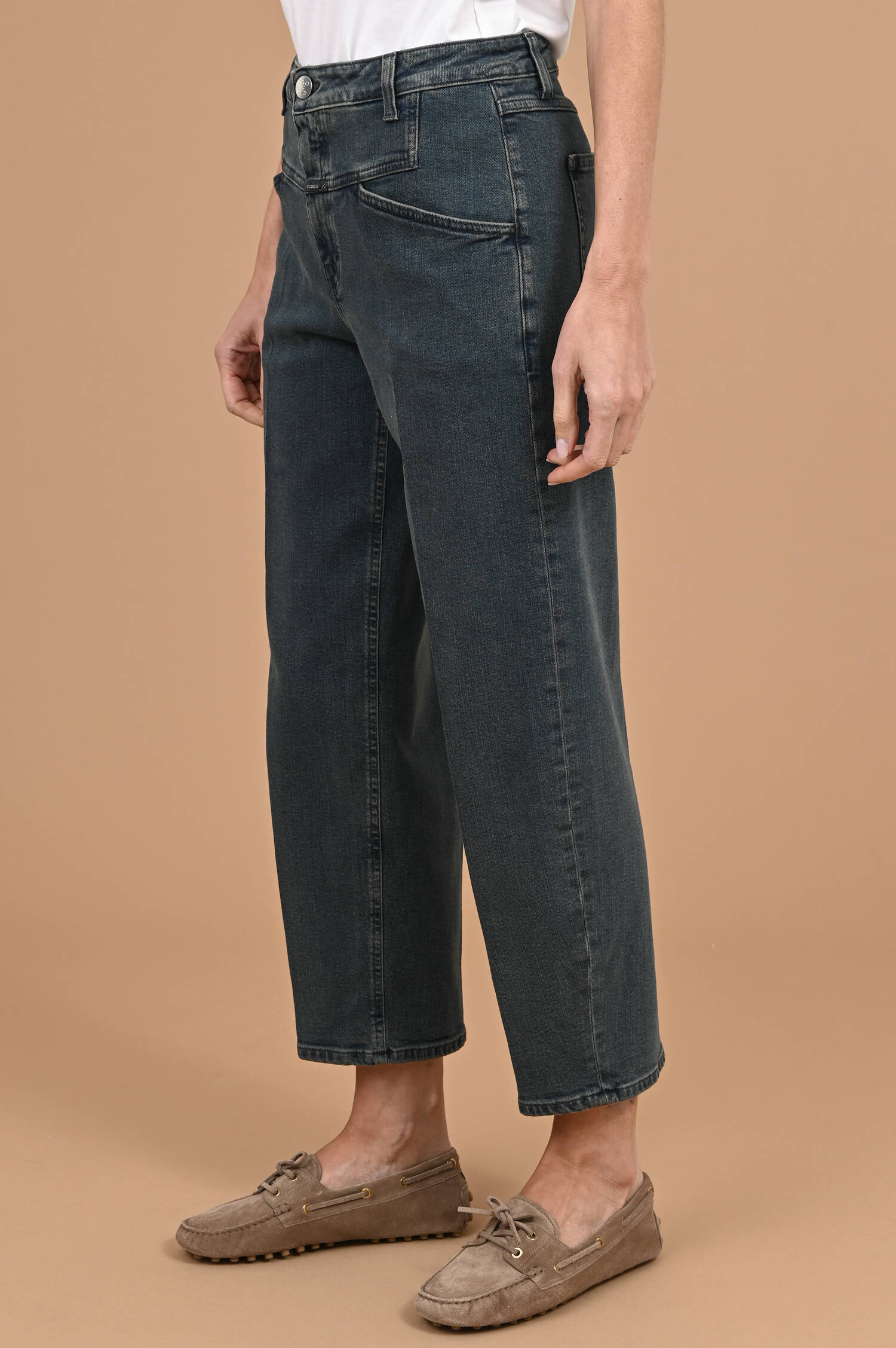 Cropped Leg Jeans Stover-X in Blau/Schwarz