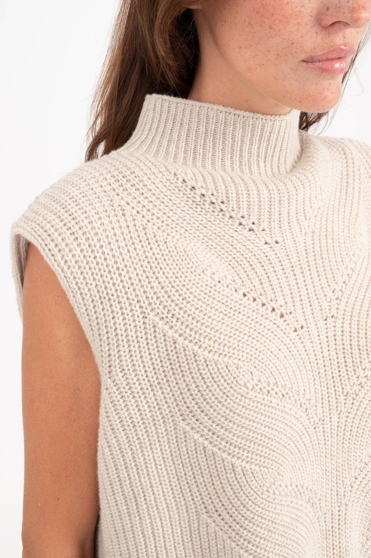 Pullunder aus Wolle in Beige Pullunder aus Wolle in Beige