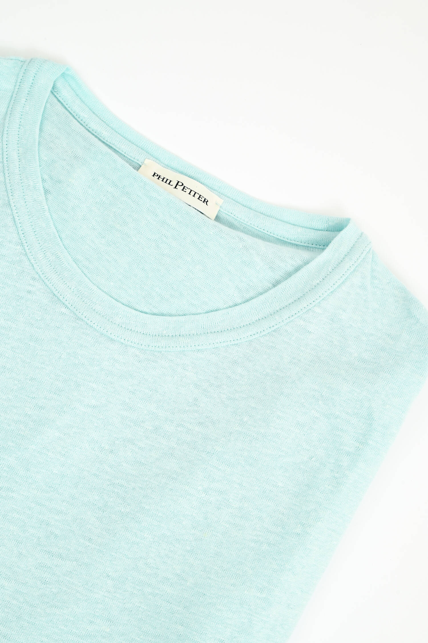 Langarm-Shirt aus Leinen in Türkis