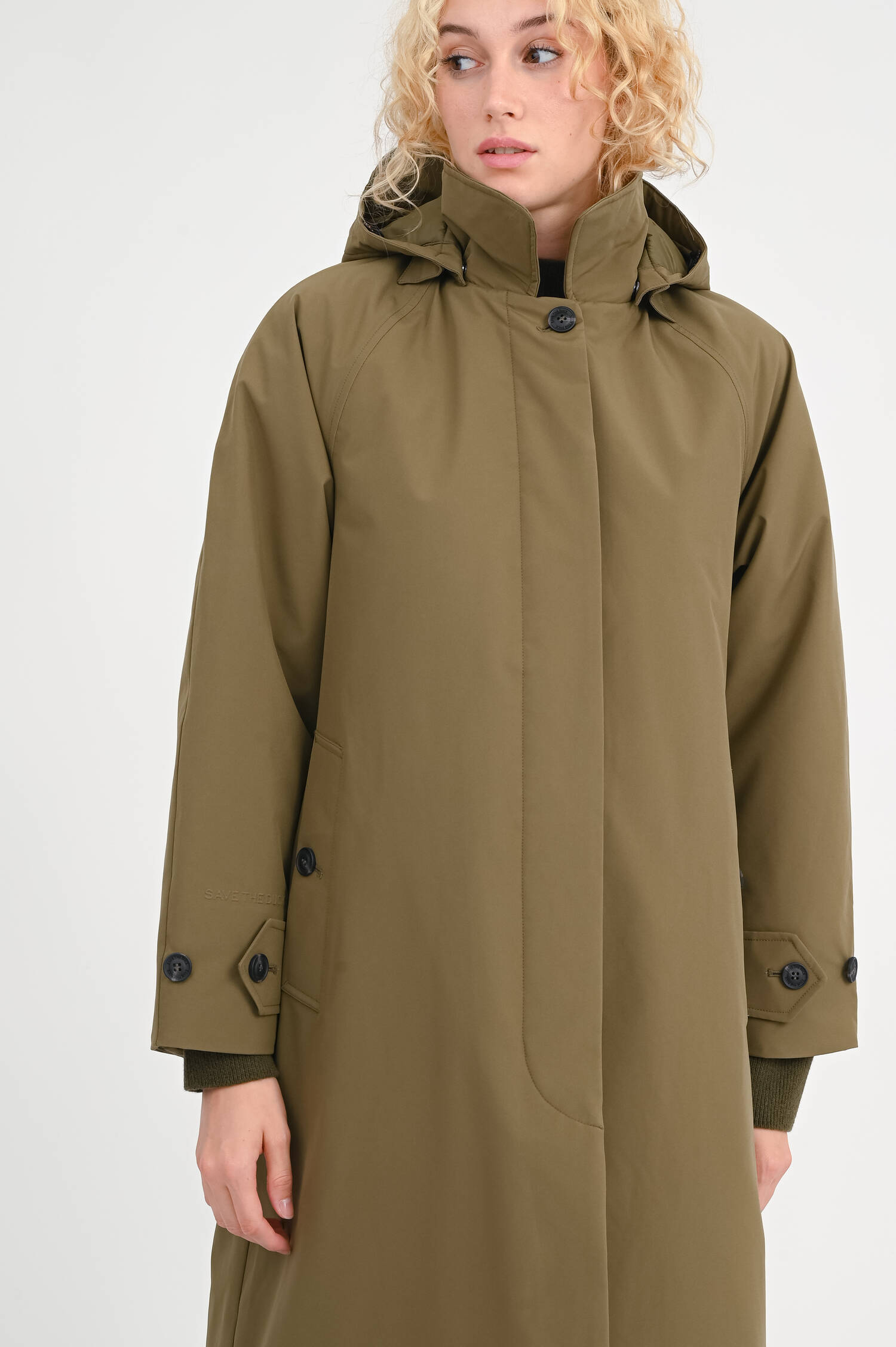 Mantel ZOEY mit Kapuze in Oliv