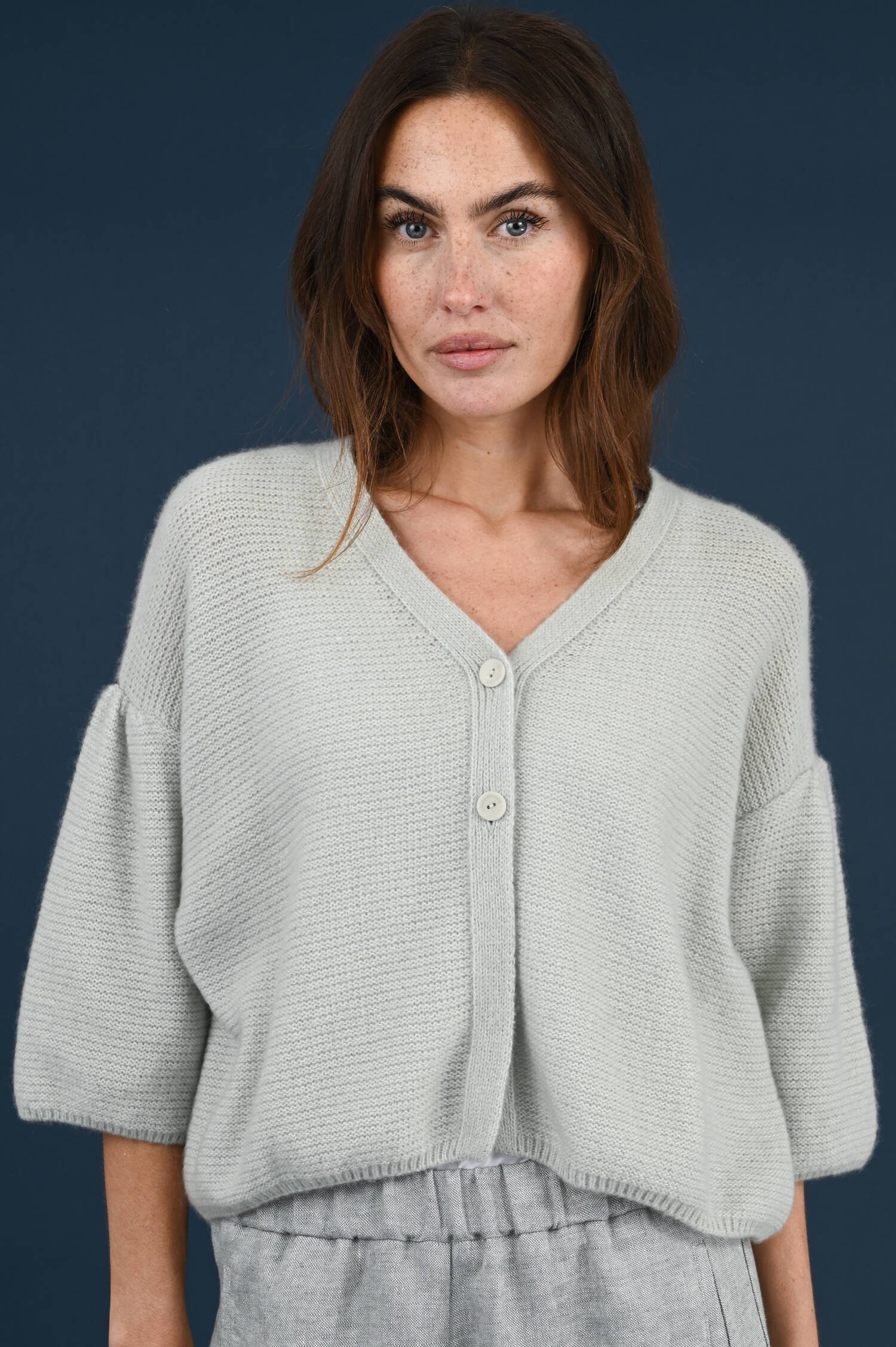 Baumwoll/Cashmere Strickweste in Salbei Baumwoll/Cashmere Strickweste in Salbei