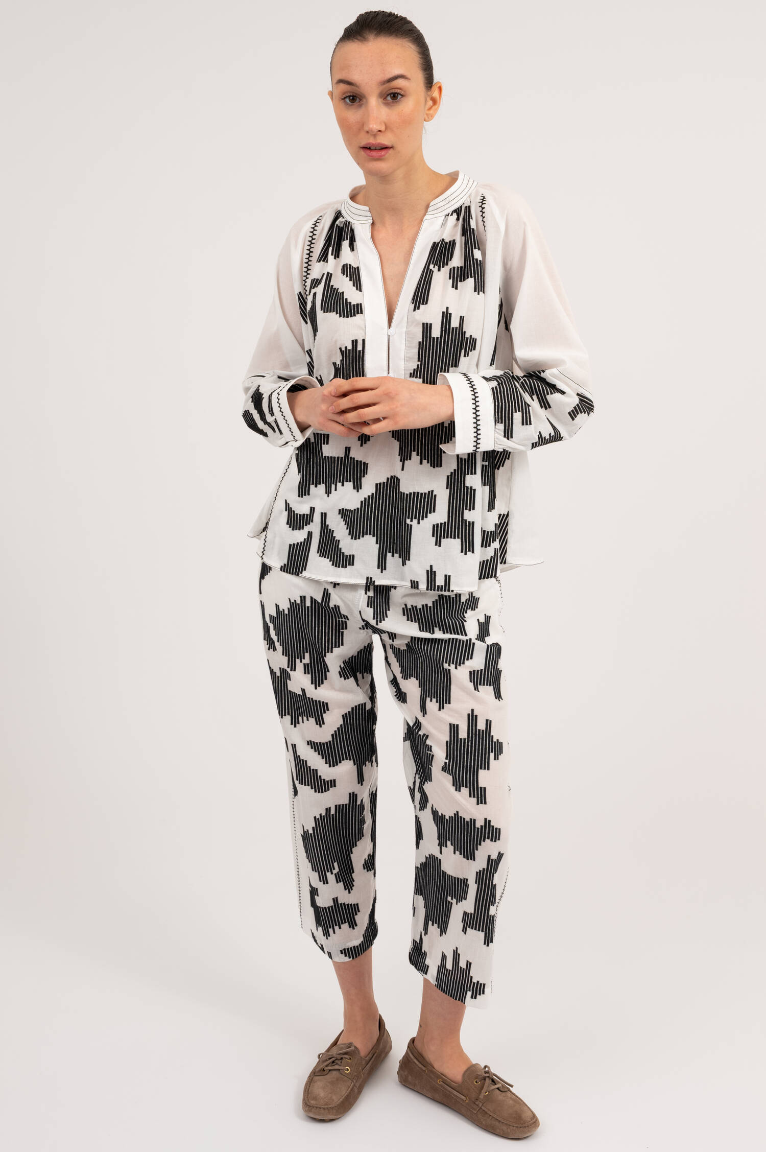 Bluse SELUMA in Weiß/Schwarz