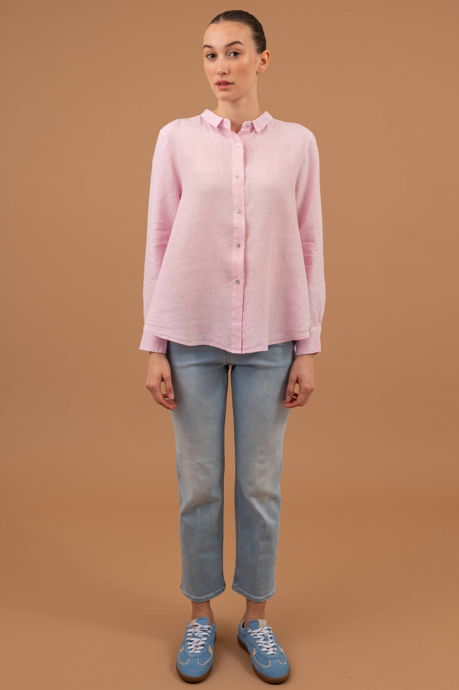 Leinenbluse in Ballettrosa