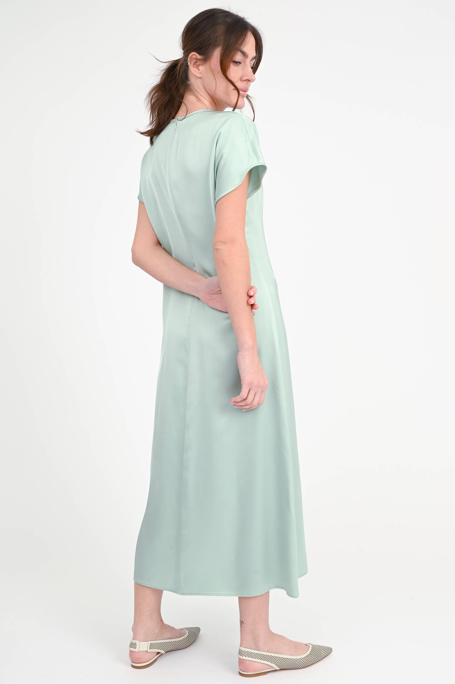 Maxi-Kleid mit Perlen-Details in Salbei