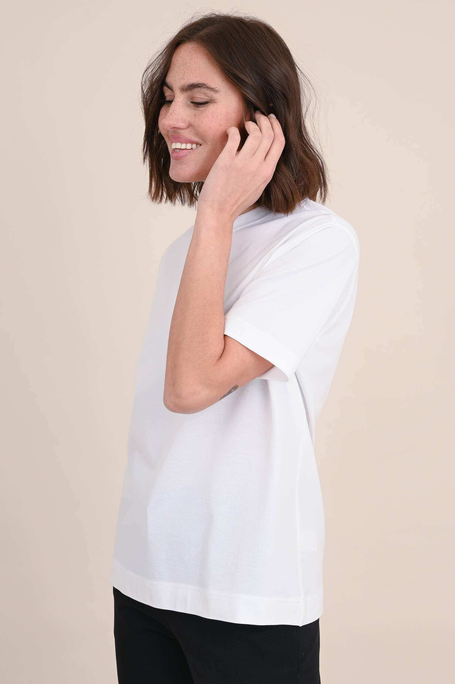 T-Shirt aus Baumwoll-Piqué in Weiß