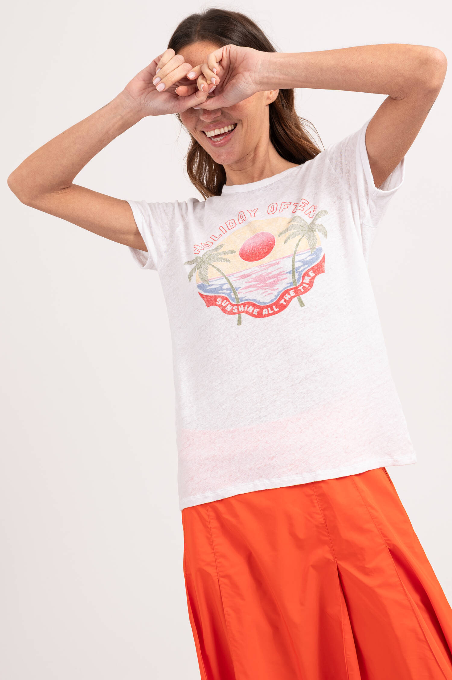 Leinen T-Shirt HOLIDAY in Weiß