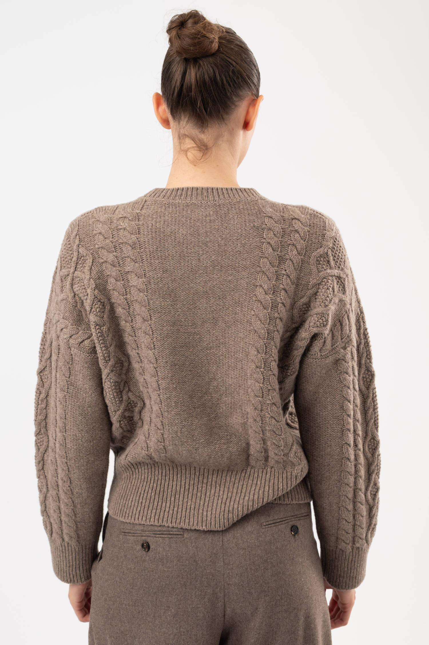 Zopfstrick Pullover in Braun 