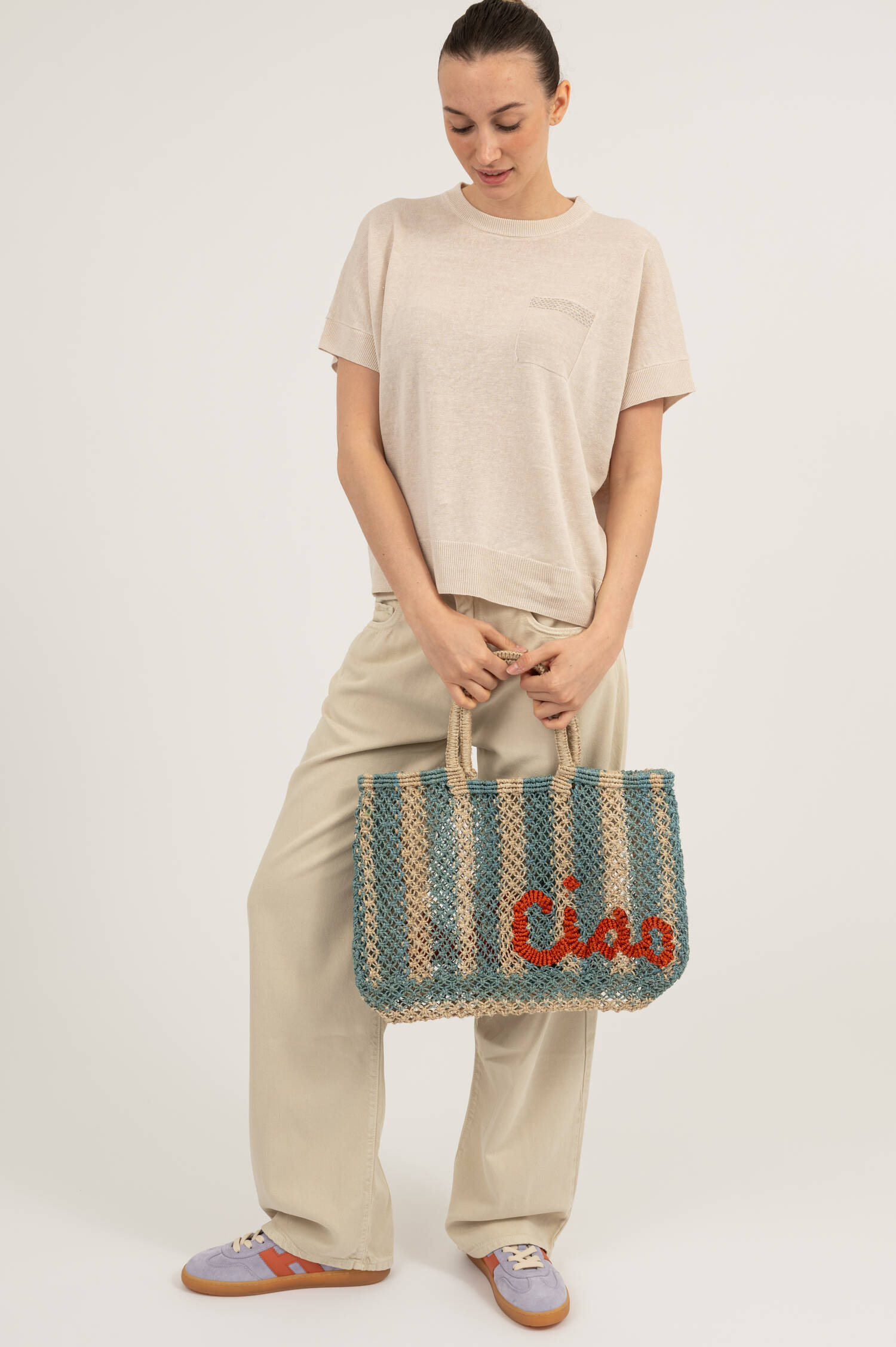 Shopper LAVINIA in Hellblau/Natur