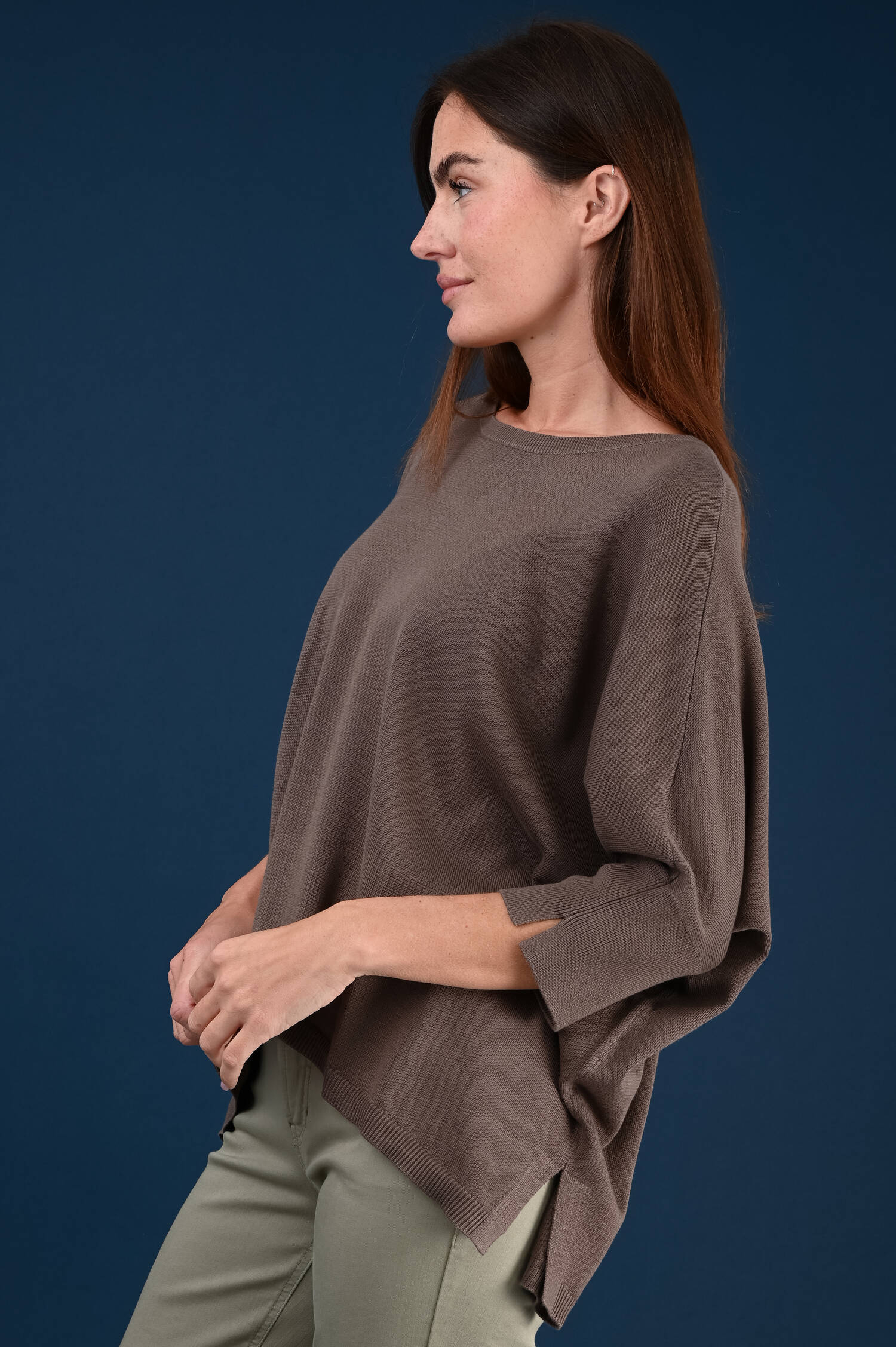 Batwing-Pullover in Mudbraun