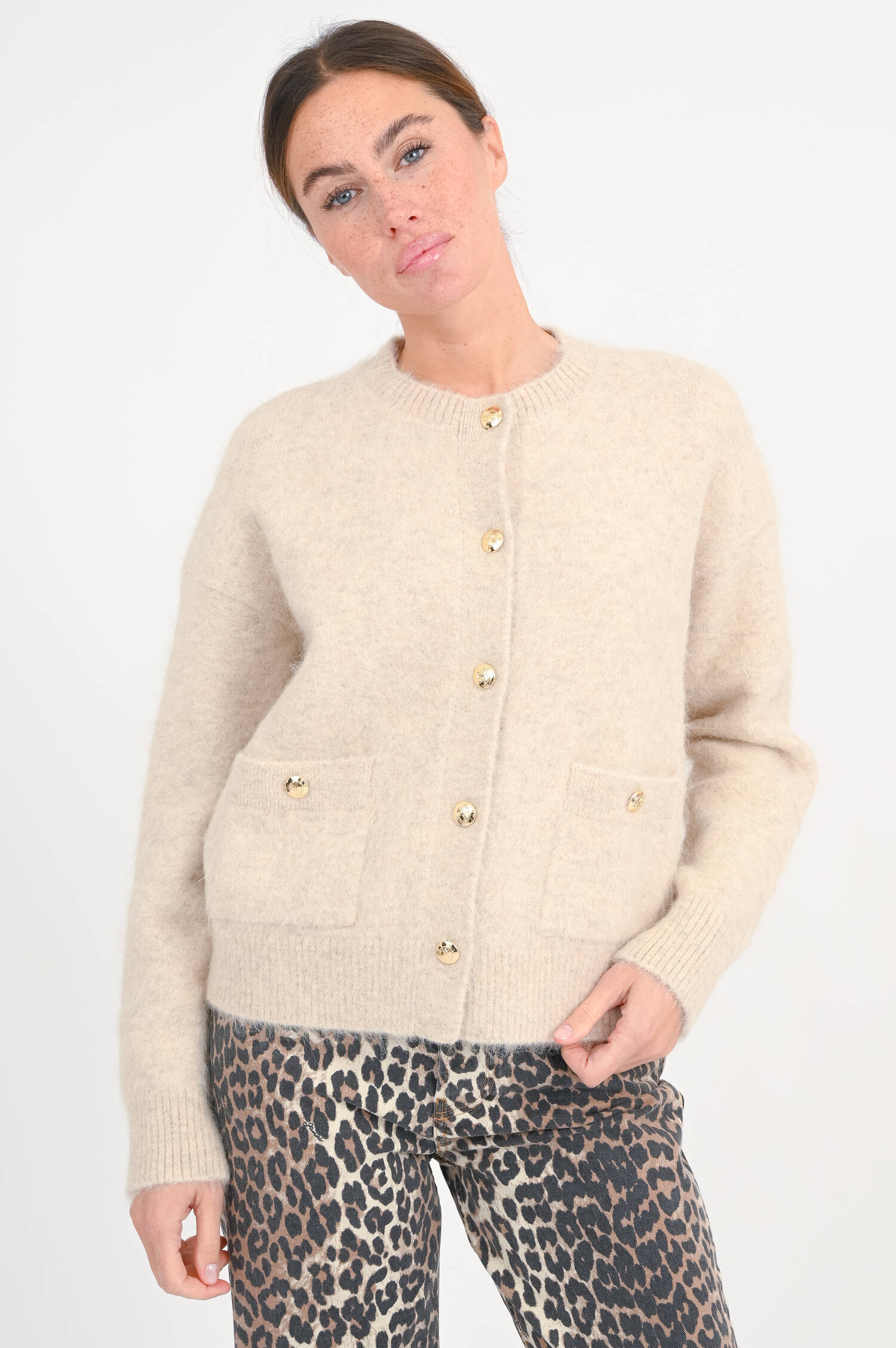 Strickweste aus Alpaka-Mix in Beige