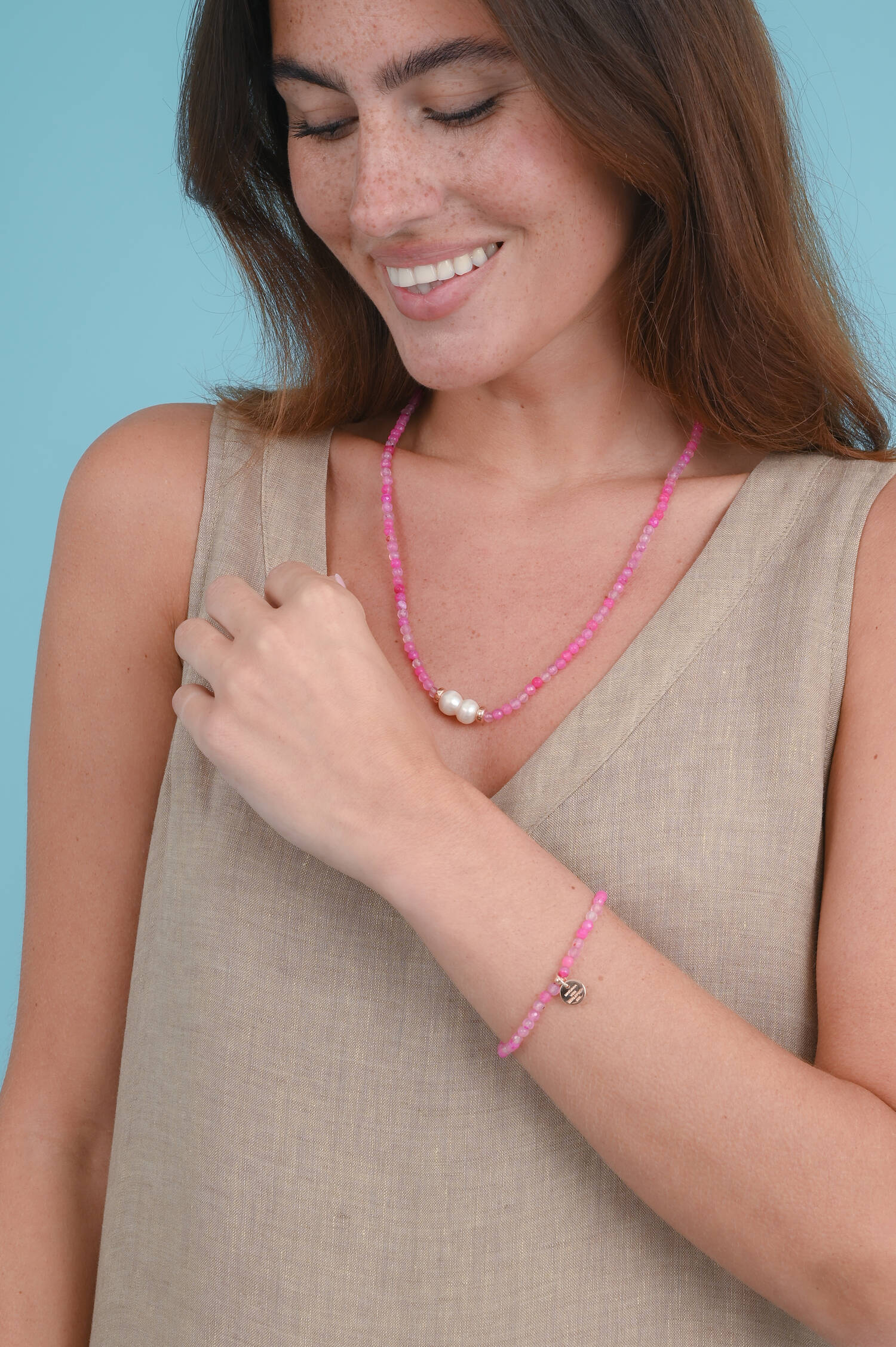 Kette / Wickelarmband CANDIS in Rosé/Pink