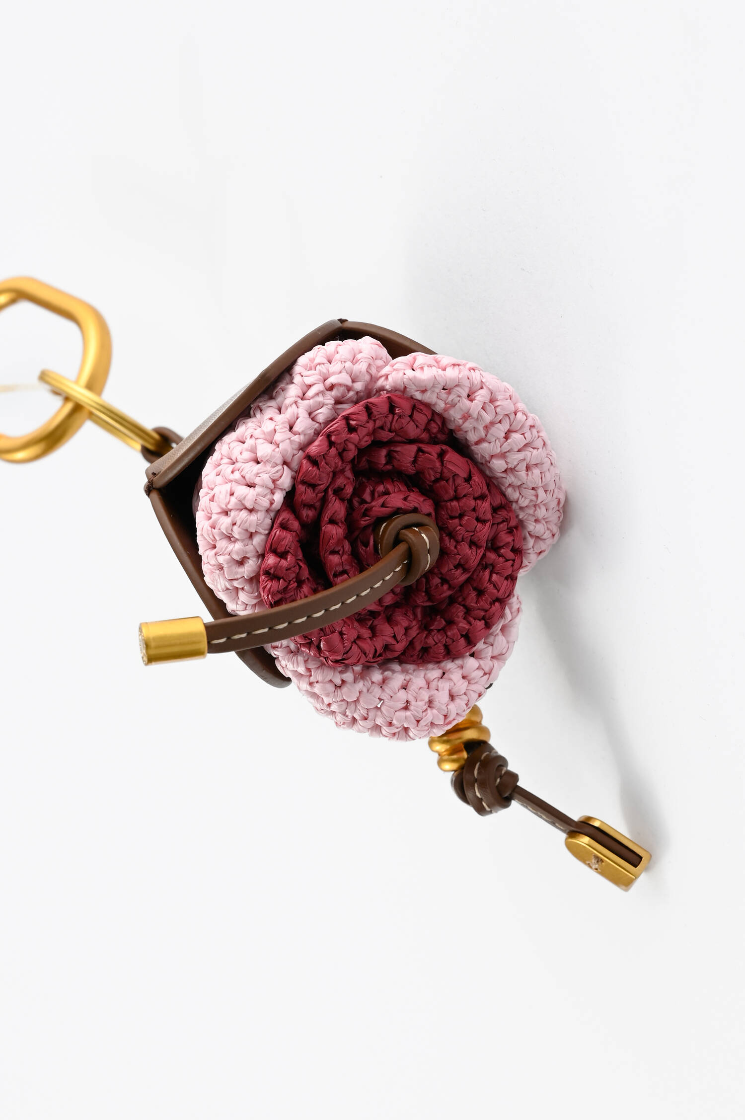 Schlüsselanhänger ROSE mit Leder-Details in Rosa