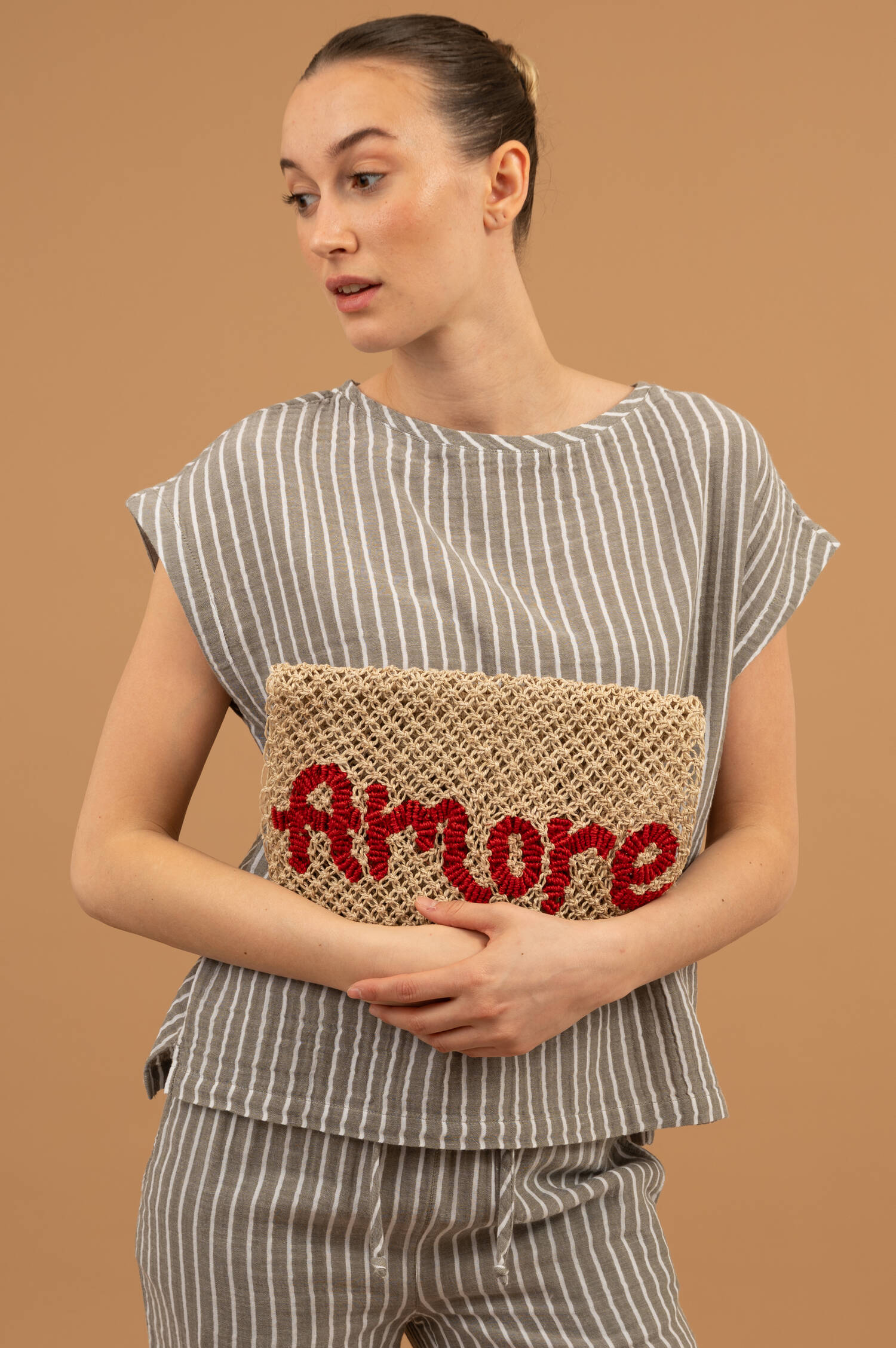Clutch MILLY AMORE in Natur/Rot Clutch MILLY AMORE in Natur/Rot