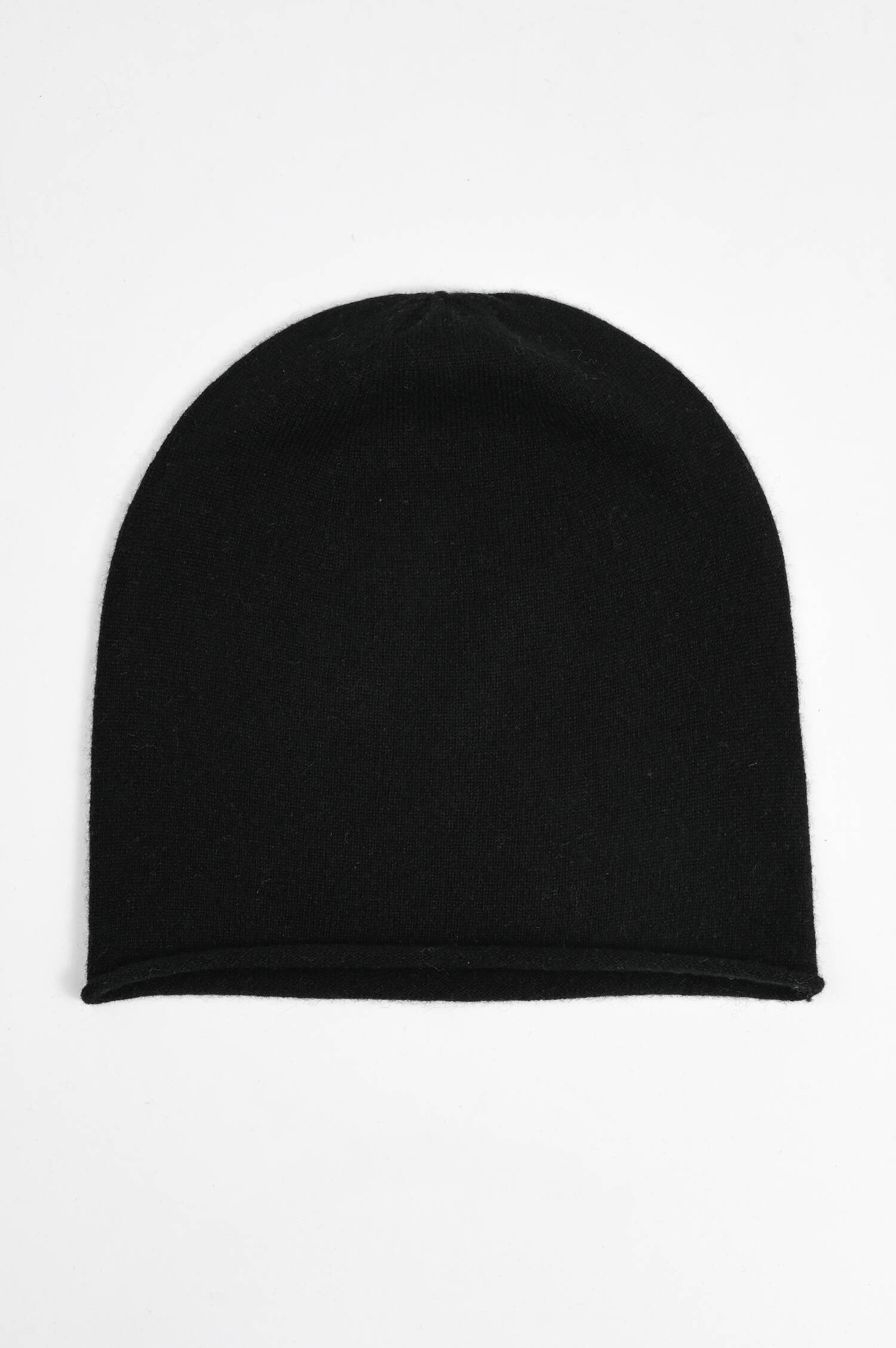 Feinstrick-Mütze mit Rollsaum in Schwarz Feinstrick-Mütze mit Rollsaum in Schwarz