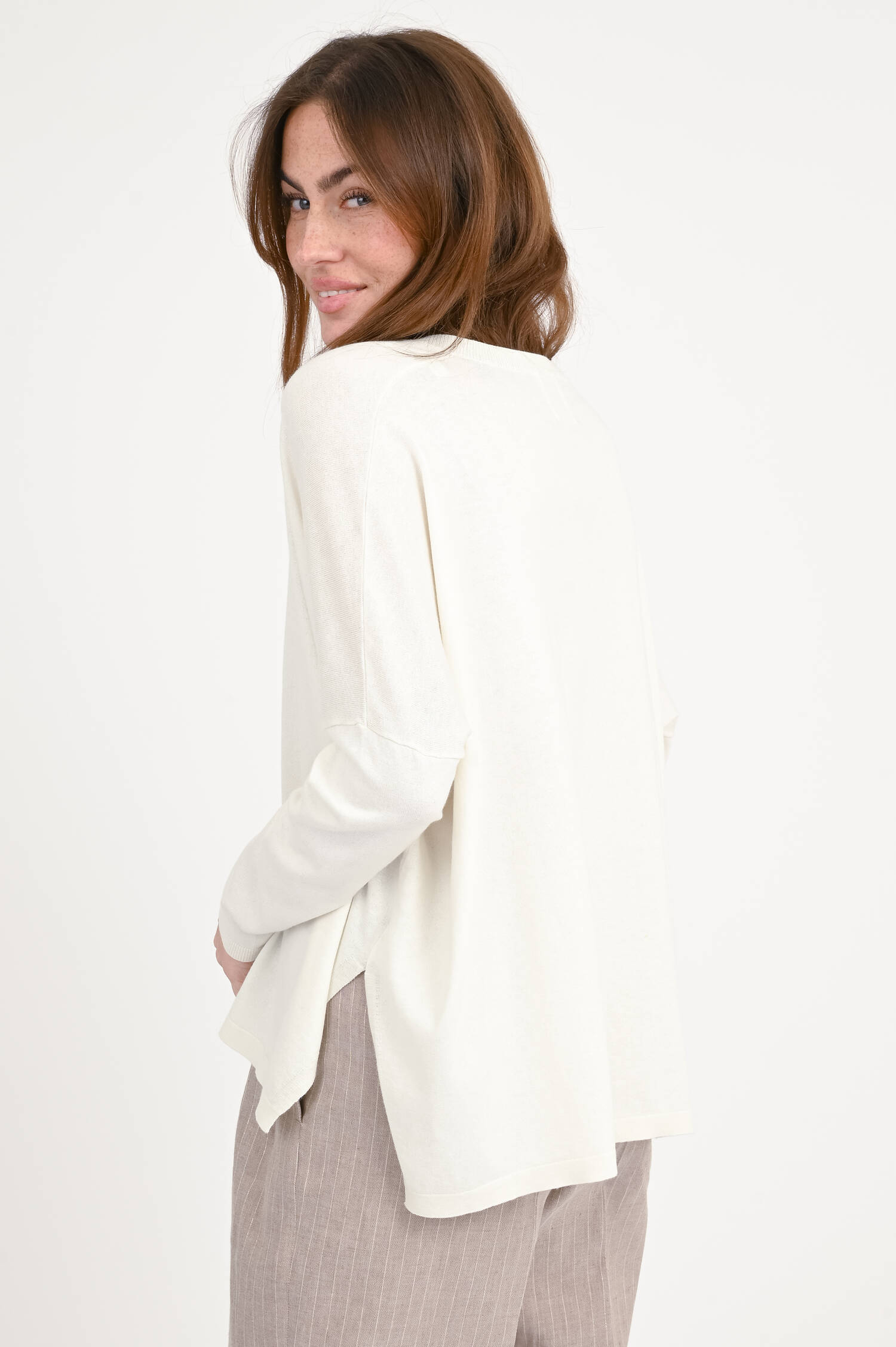 Pullover aus Baumwoll-Seide-Mix in Natur