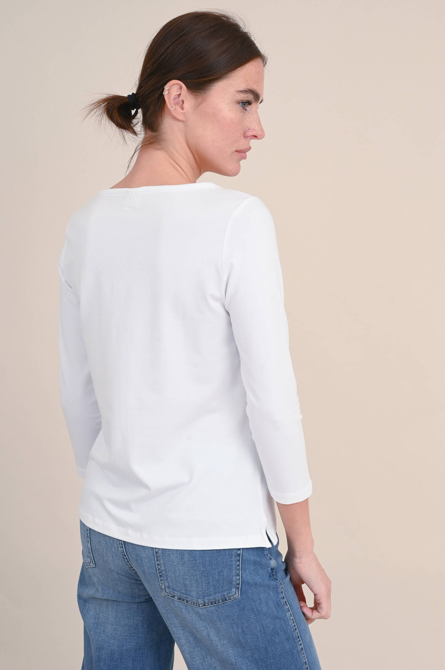 Shirt mit 3/4-Arm in Weiß