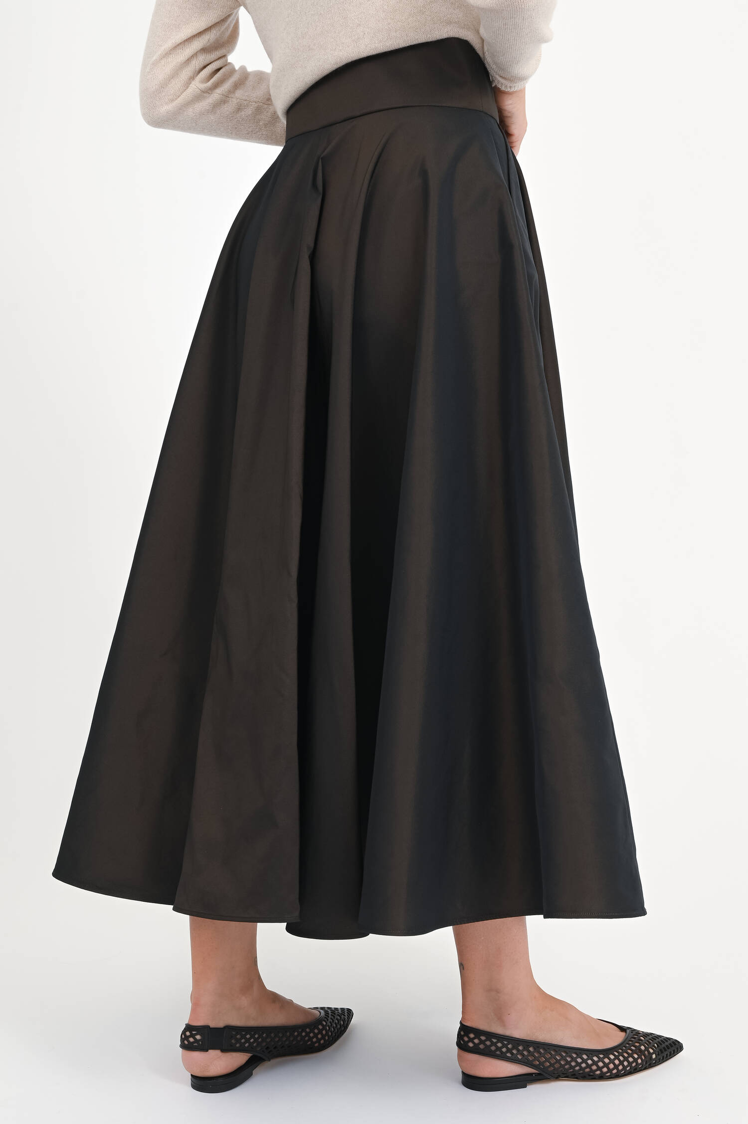 Taft-Midi-Rock in Dunkelbraun