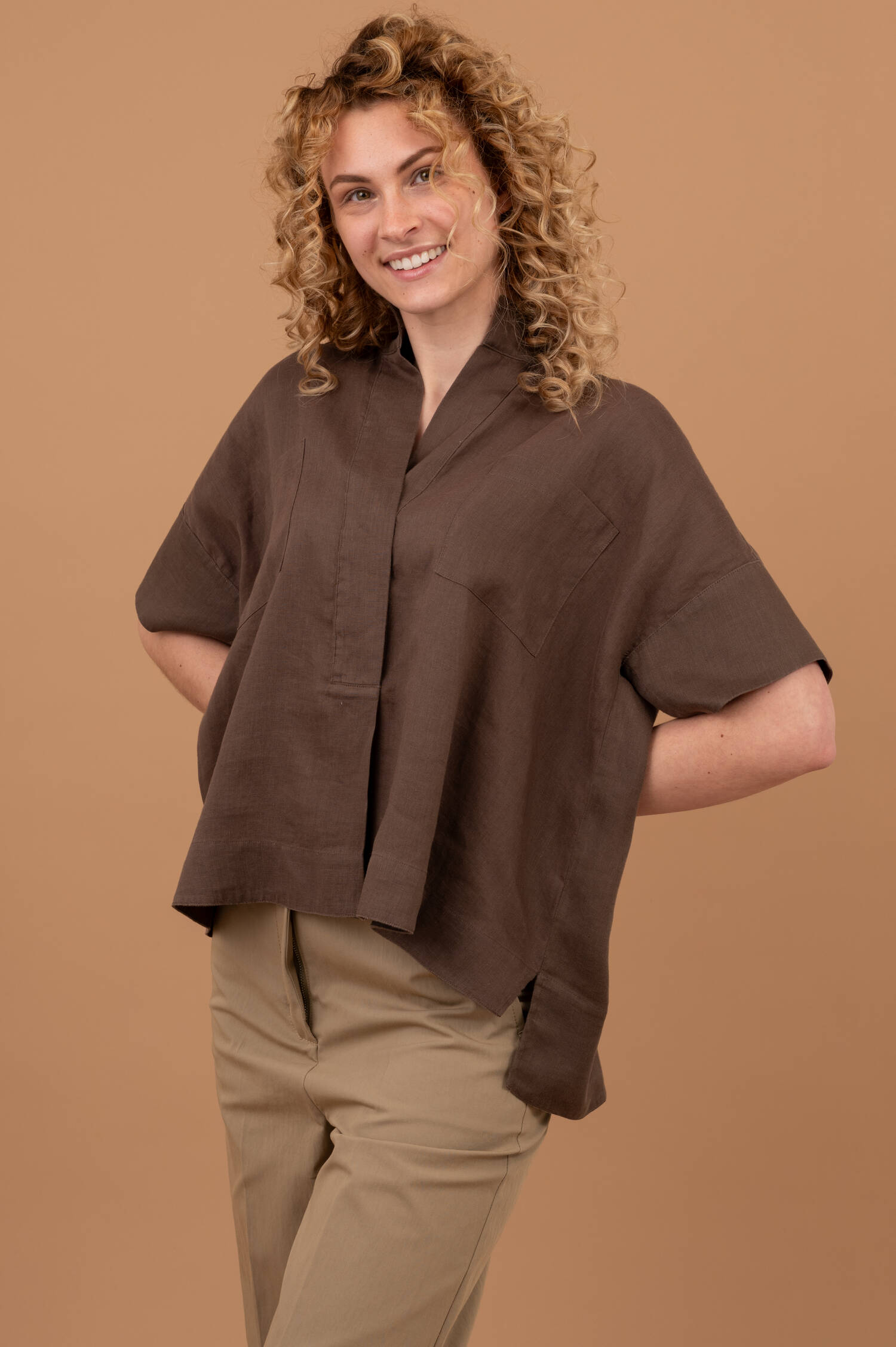 Leinenbluse in Braun