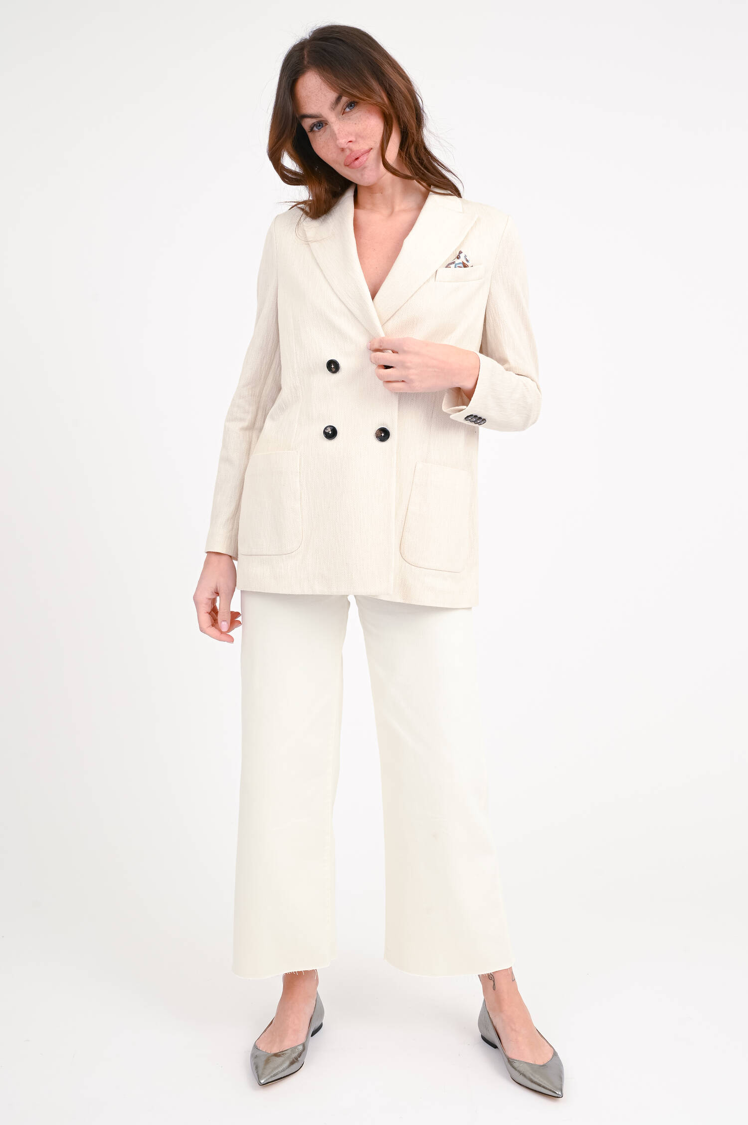  Doppelreihiger Blazer in Natur