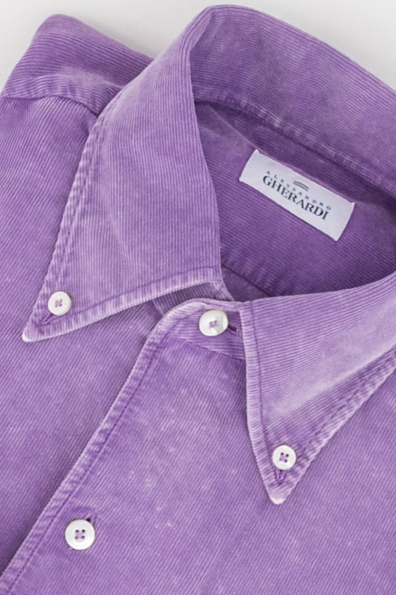 Cord Button-Down Hemd in Lila meliert