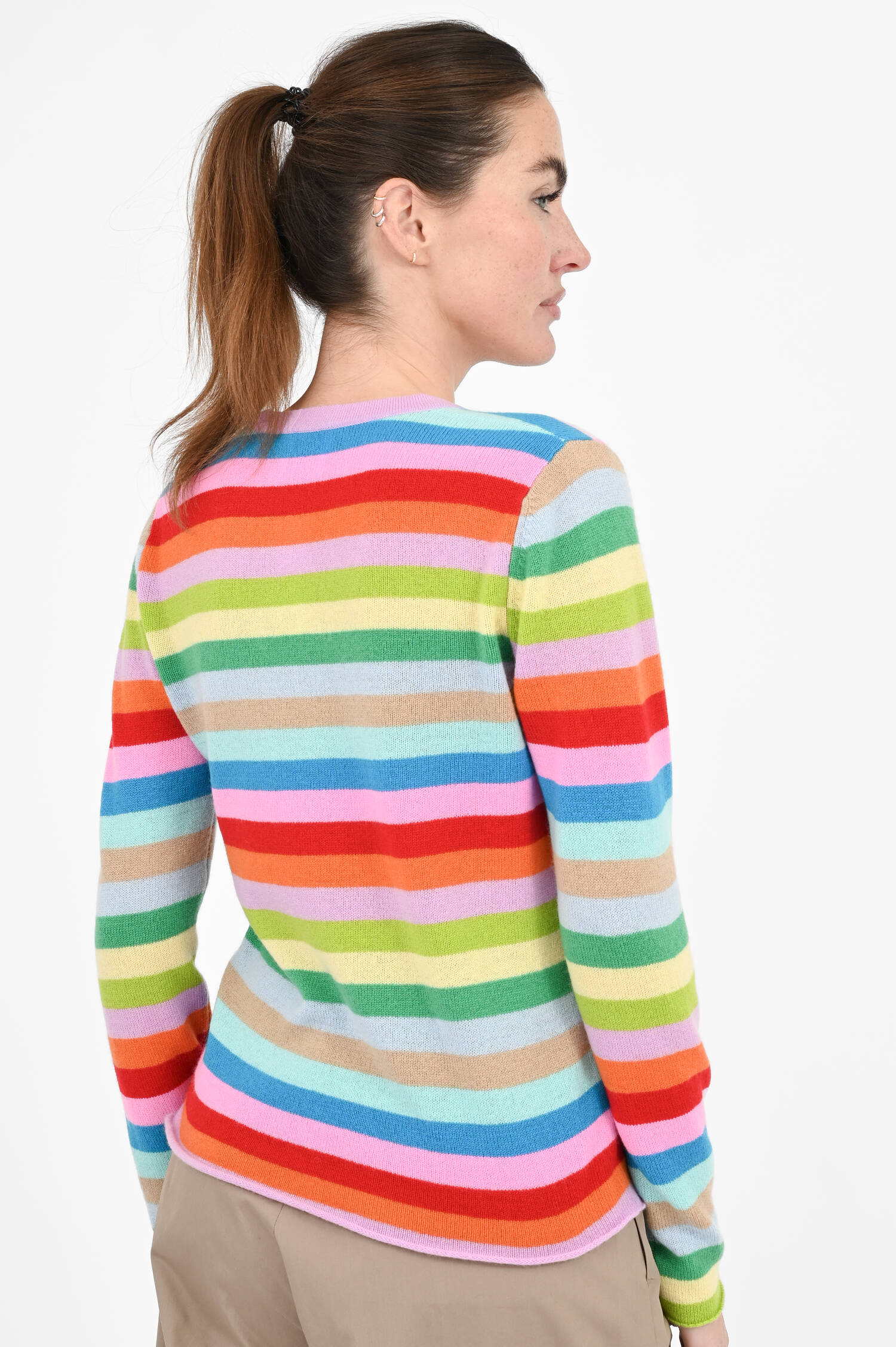 Pullover aus Cashmere in Multicolor gestreift