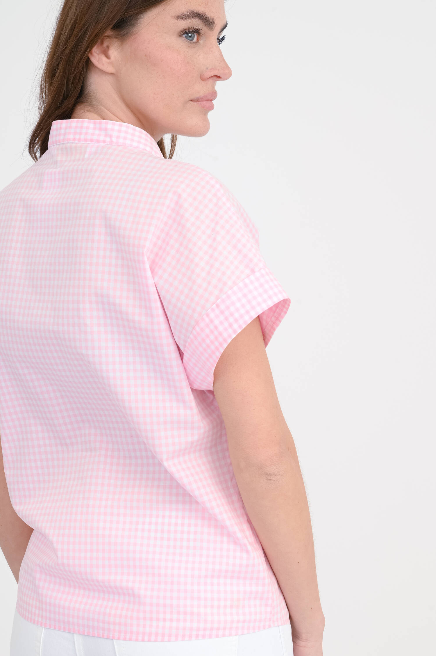 Karrierte Bluse MAEL in Rosa/Weiß