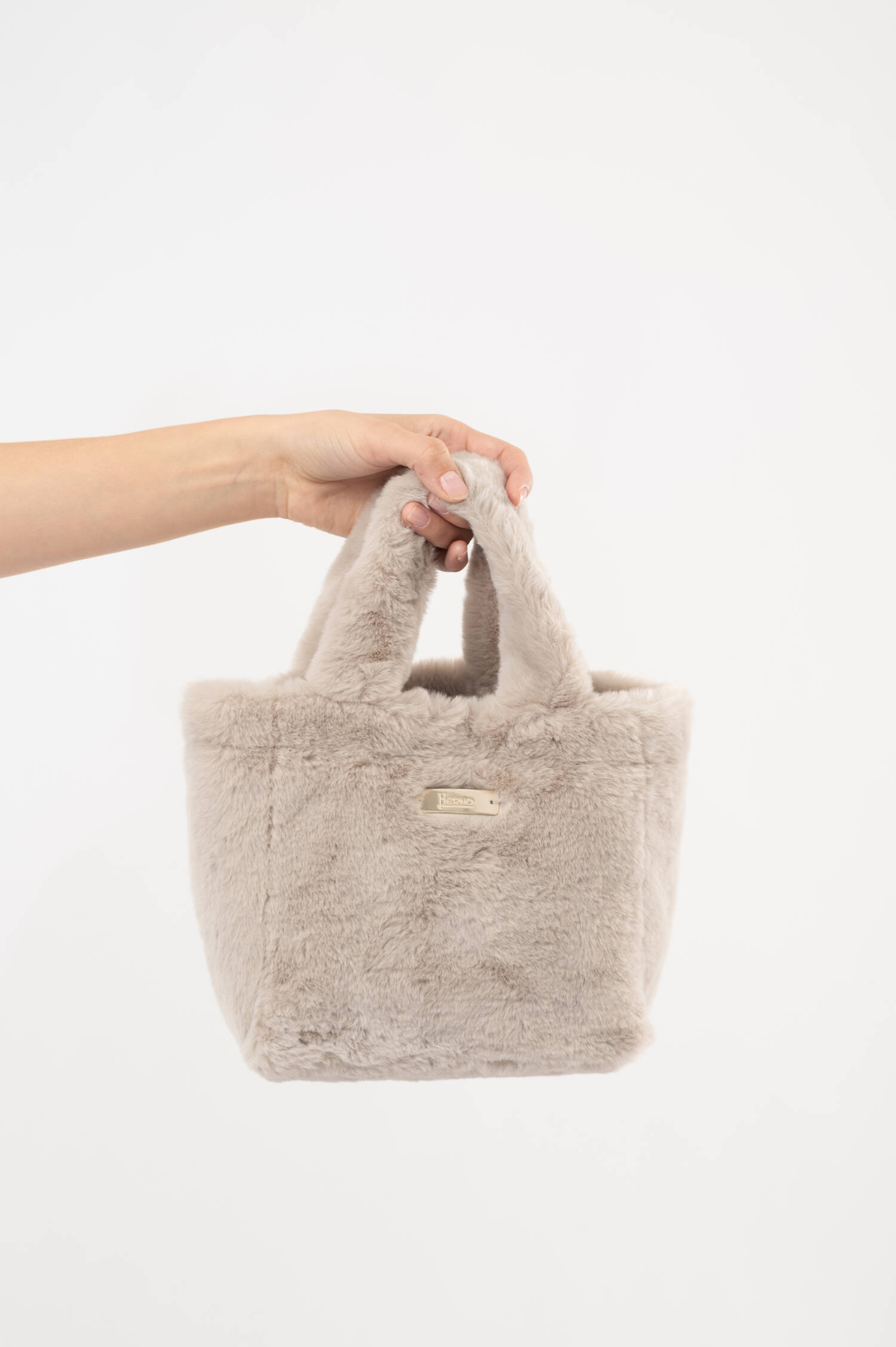 Faux Fur Tasche in Beige