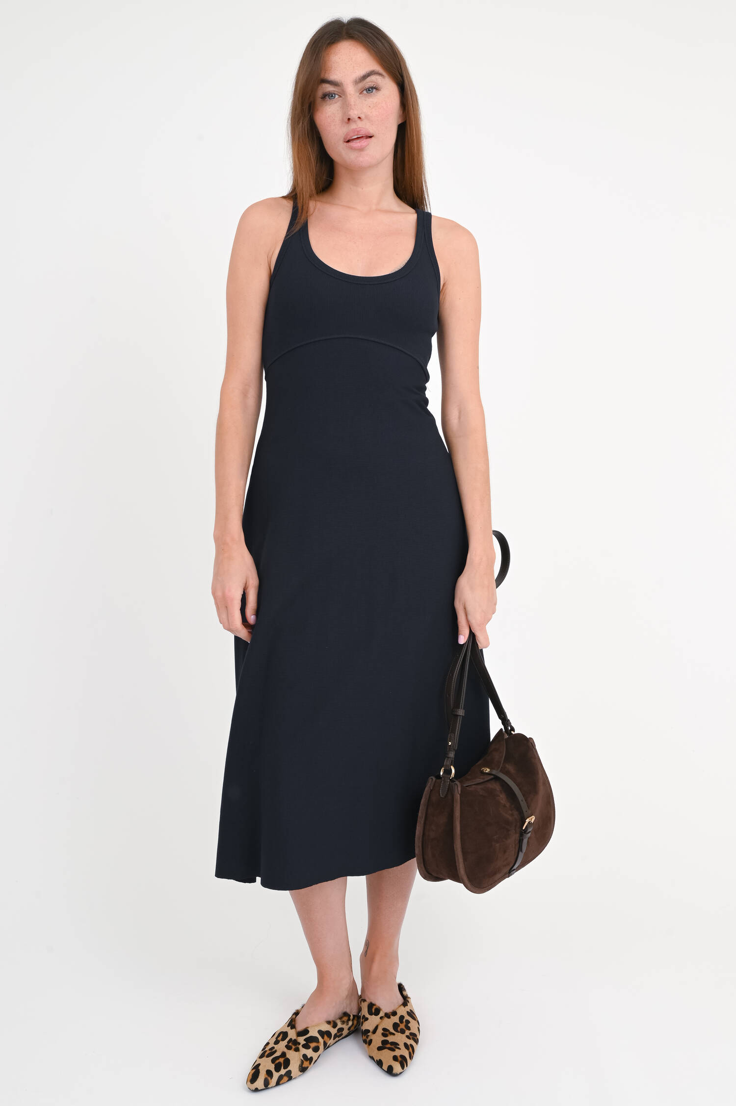 Midi-Rippstrickkleid in Dark Nvy