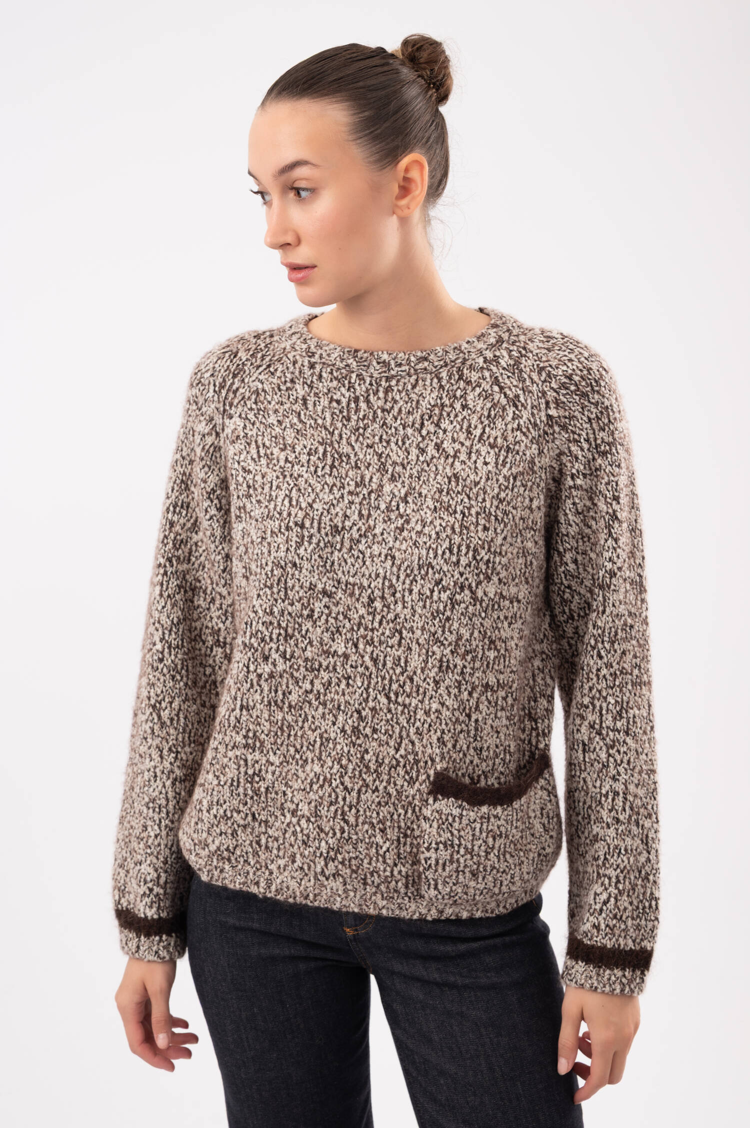 Relaxed-Pullover in Braun/Beige meliert Relaxed-Pullover in Braun/Beige meliert
