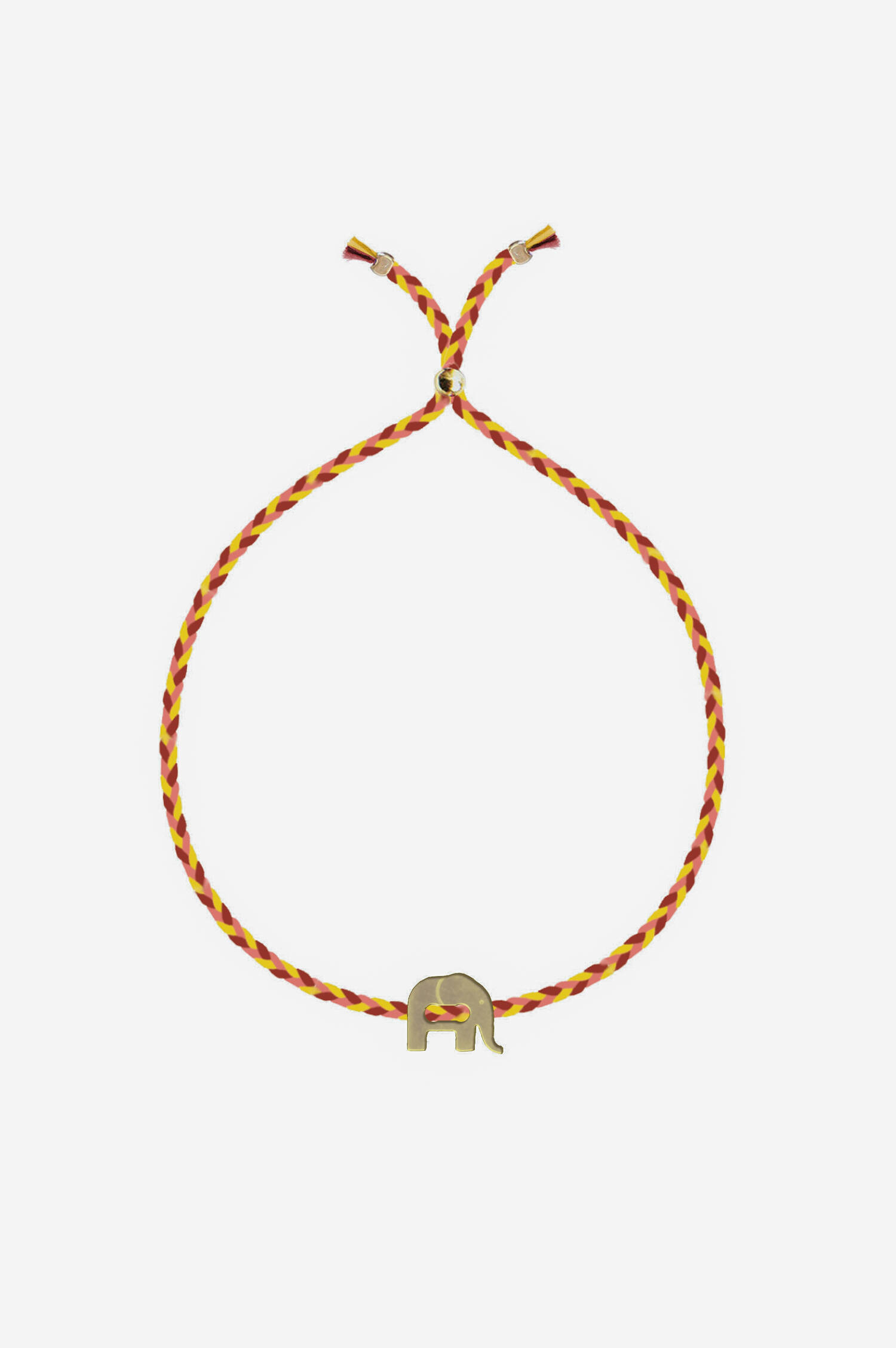 Armband mit goldenem ELEFANT in Rot/Braun/Gelb