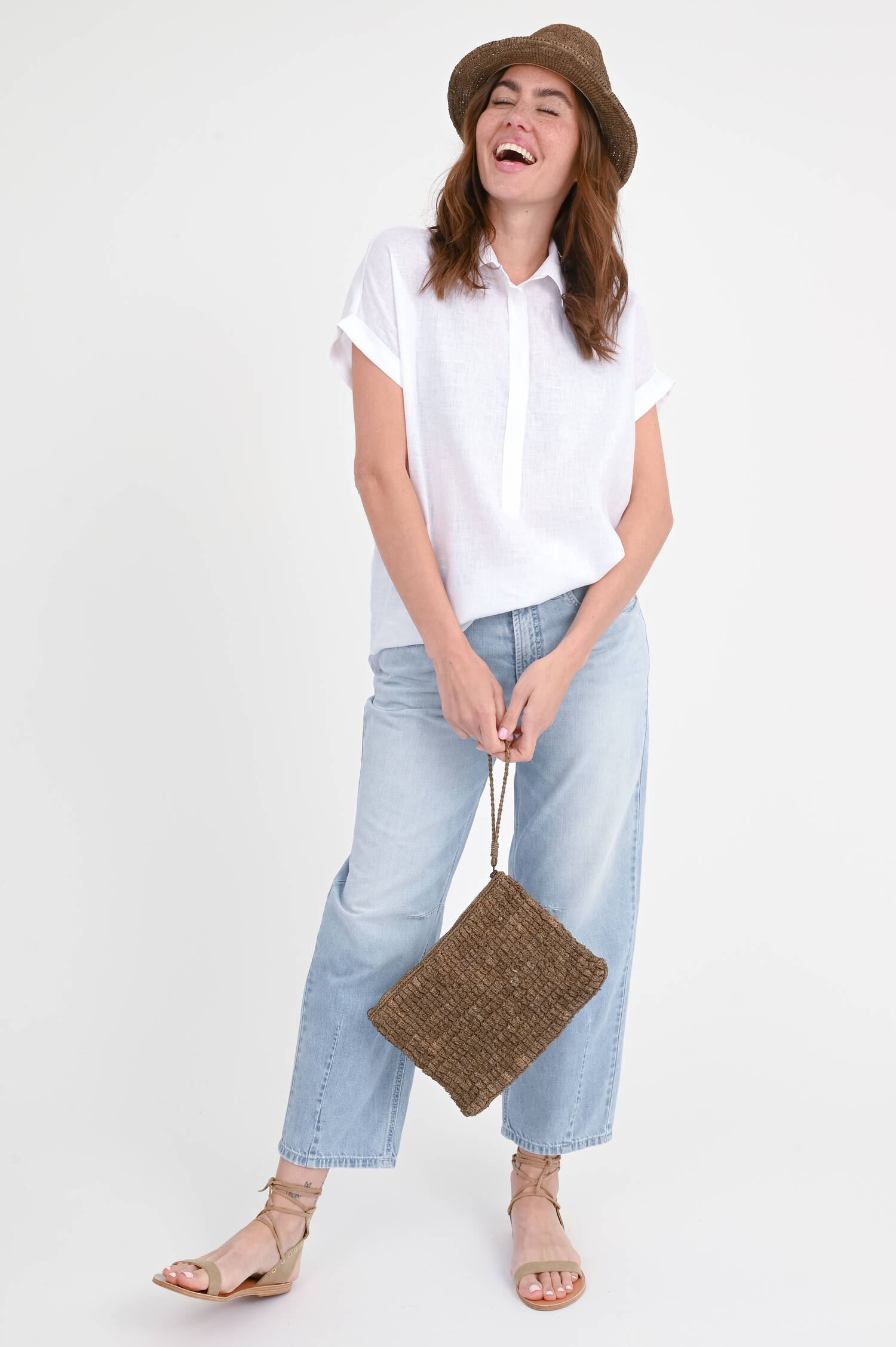 Bluse MENA aus Leinen in Weiß