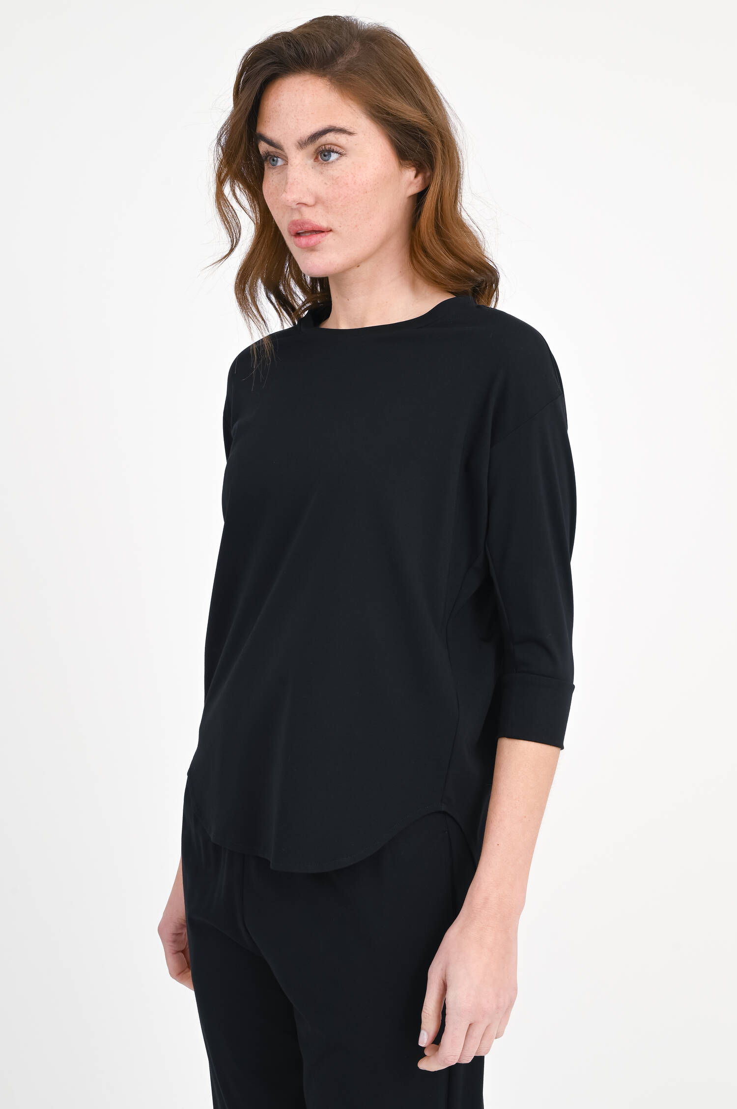 T-Shirt aus Viskose-Mix in Schwarz T-Shirt aus Viskose-Mix in Schwarz