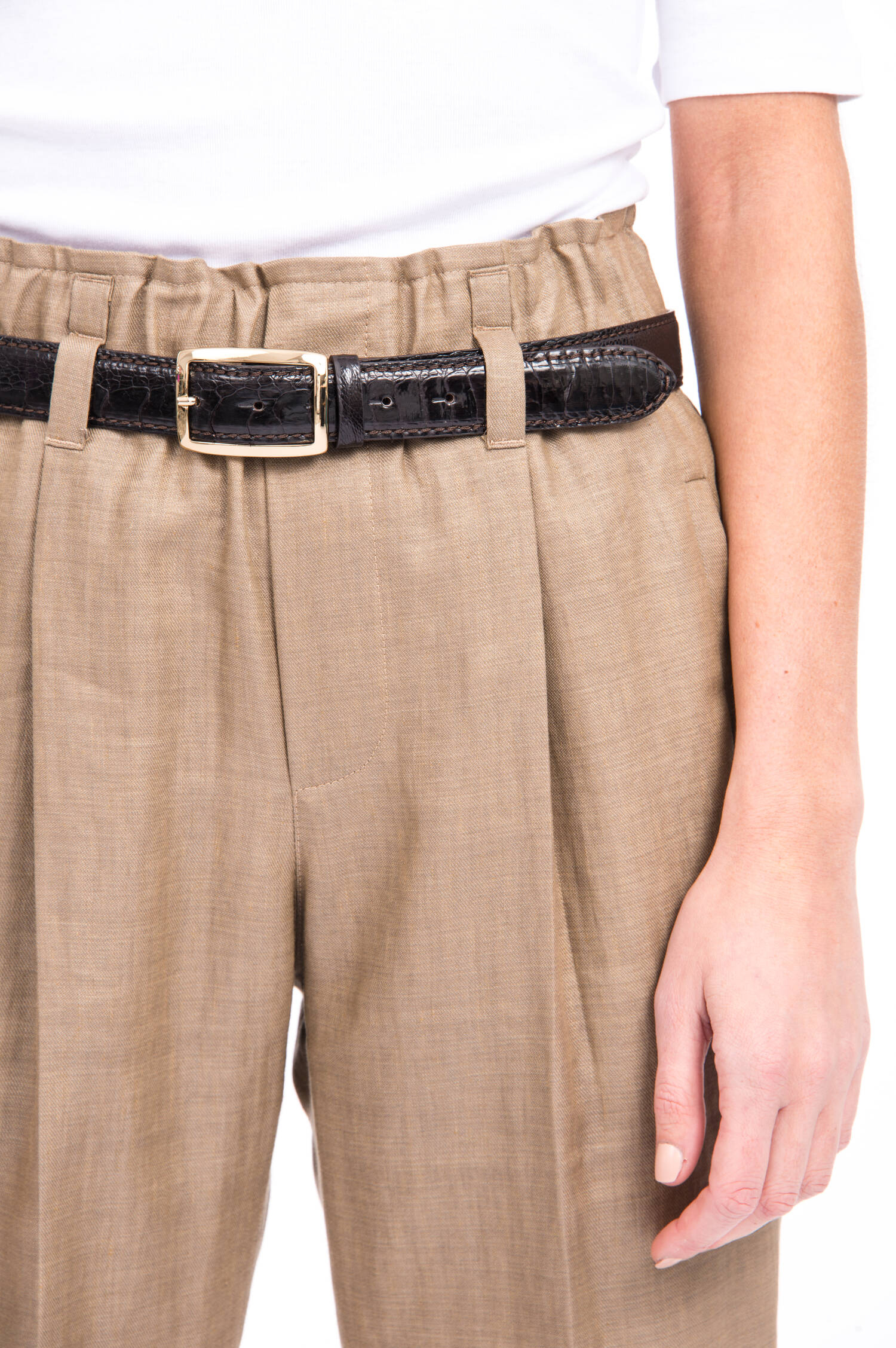 Gürtel mit Kroko-Optik in Dunkelbraun