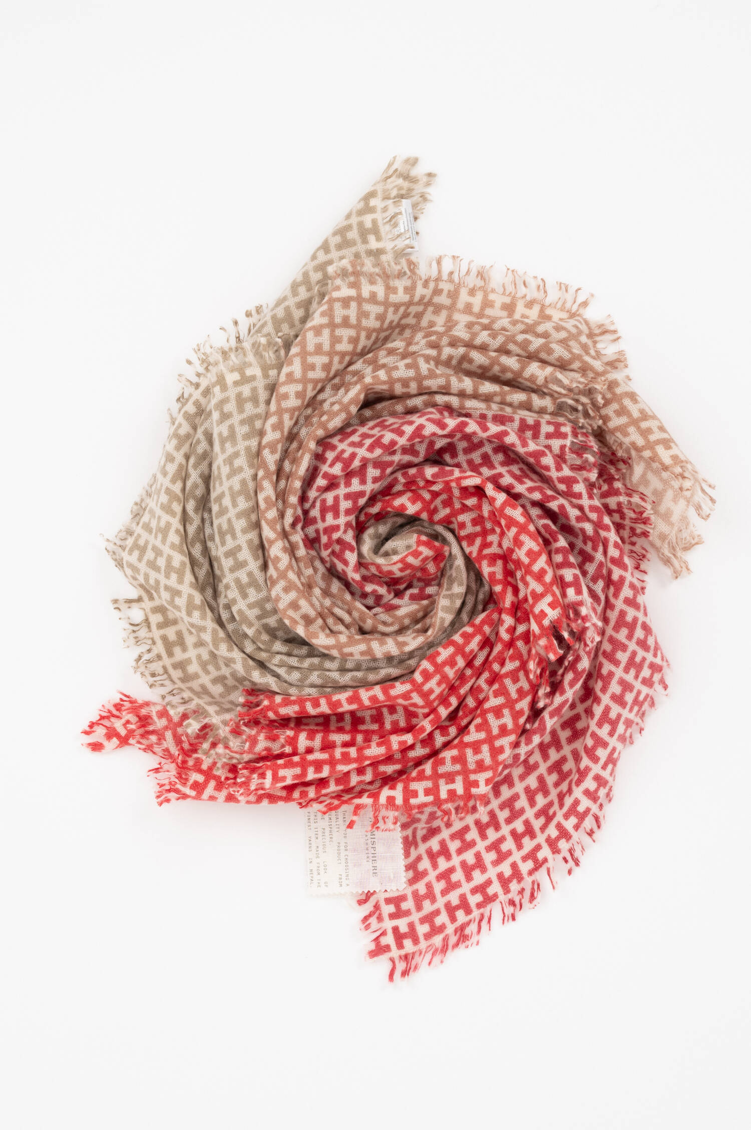 Cashmere-Schal mit H in Rot/Beige Cashmere-Schal mit H in Rot/Beige