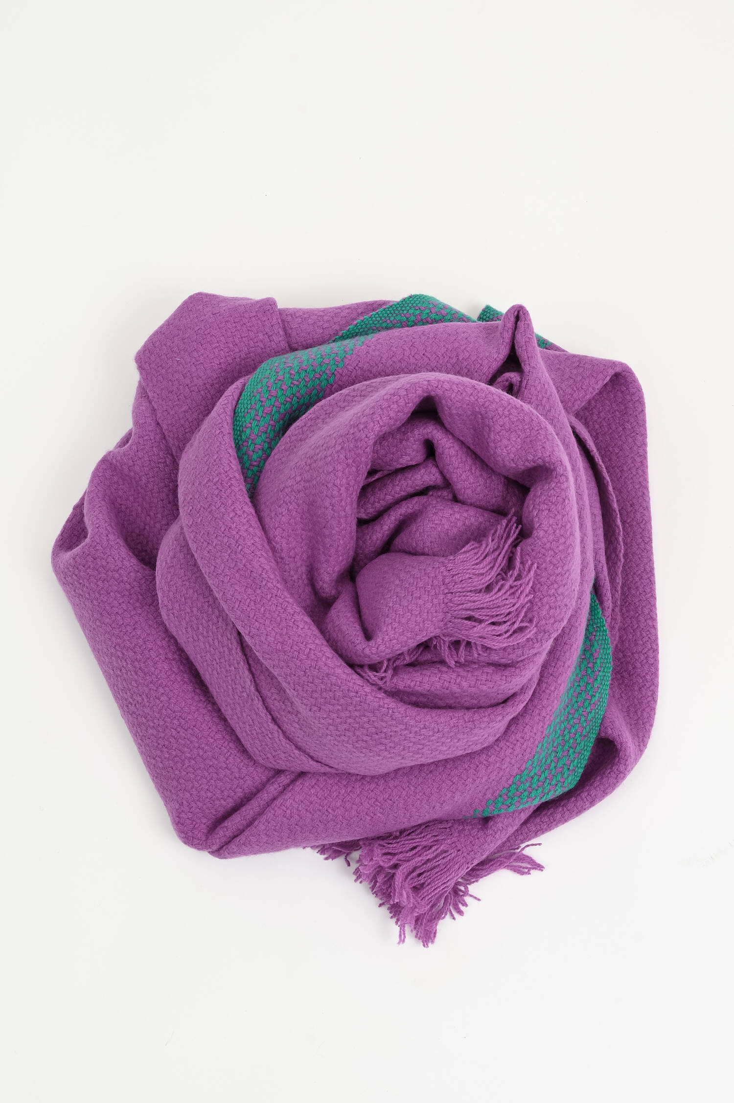 Schal mit Kontrastbodüre in Lila/Grün Schal mit Kontrastbodüre in Lila/Grün