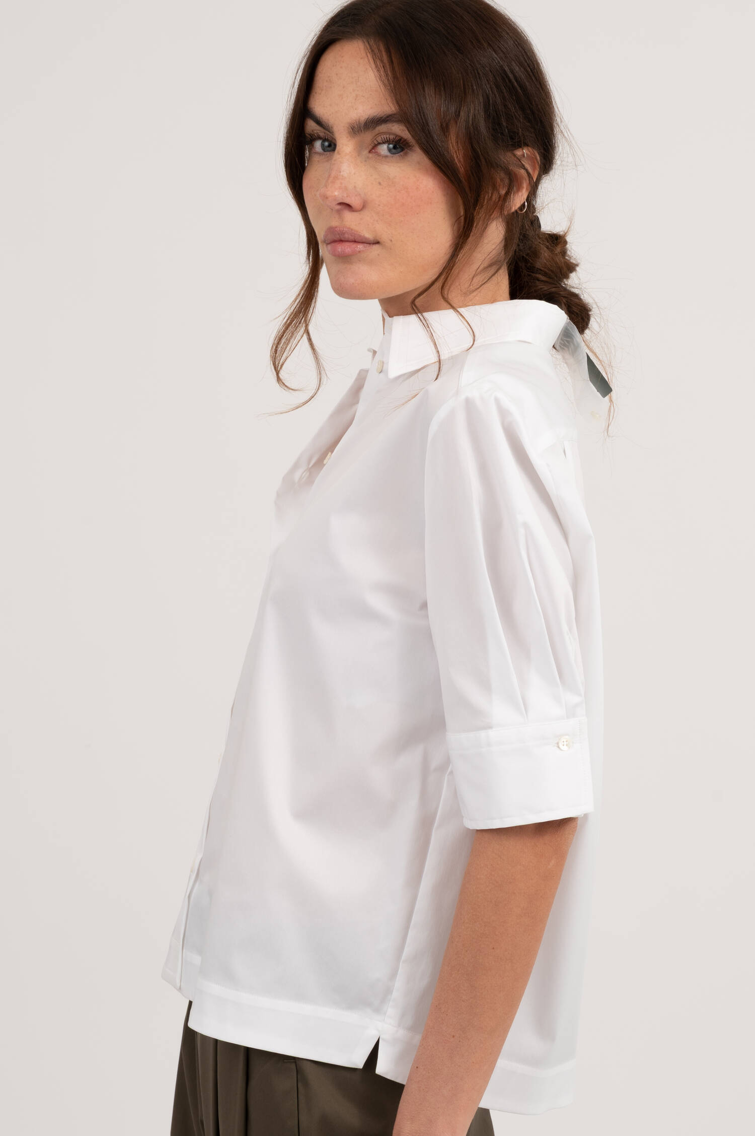 Kurzarm Bluse in Weiß