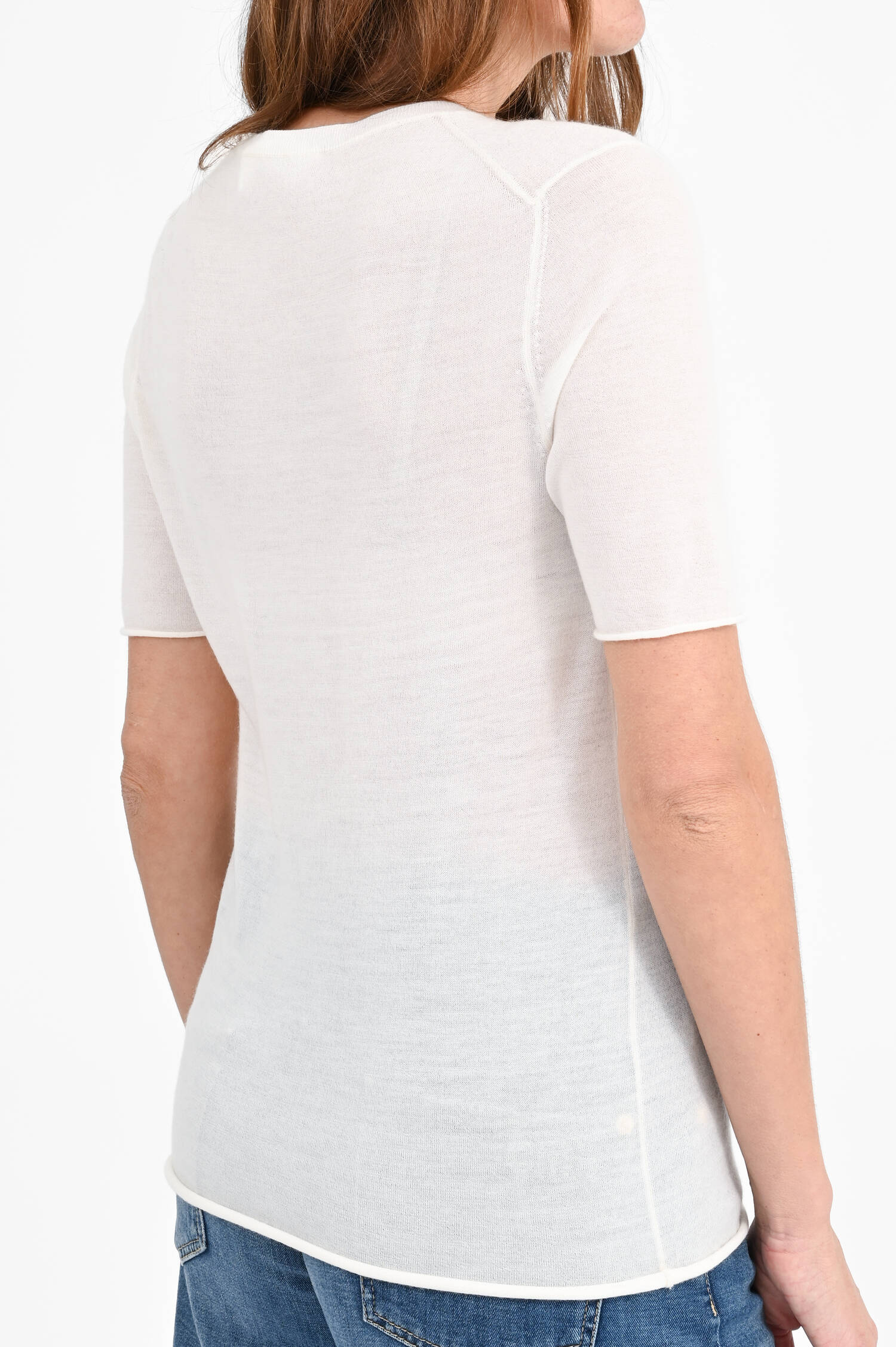 Kurzarm Cashmere Shirt ARI in Ivory